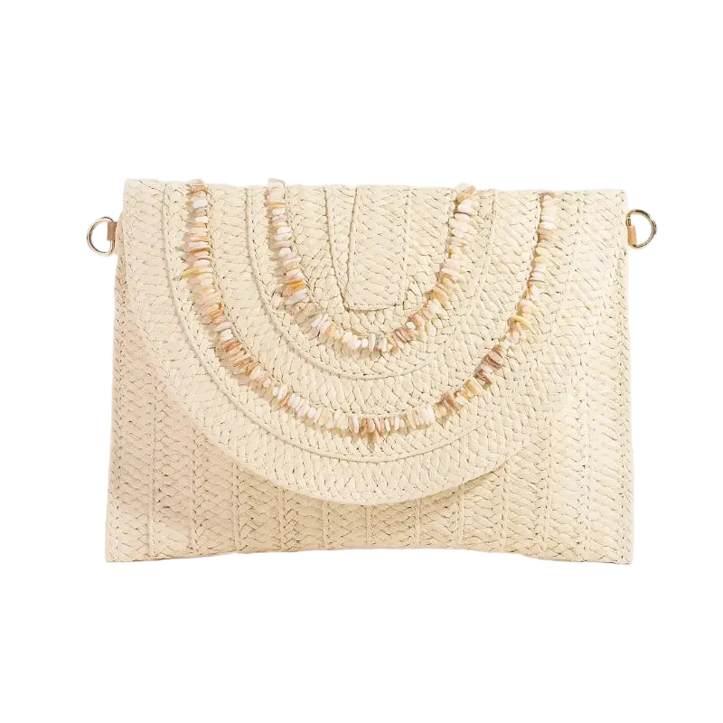 Fame | Shell Beaded Woven Envelope Clutch | Vagabond | Apparel | Boutique