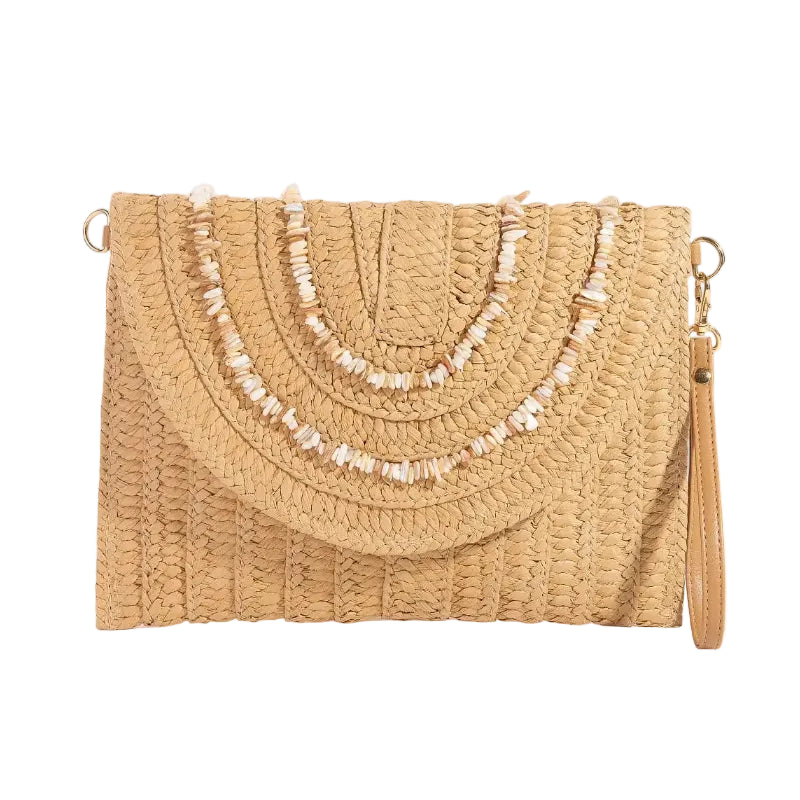 Fame | Shell Beaded Woven Envelope Clutch | Vagabond | Apparel | Boutique