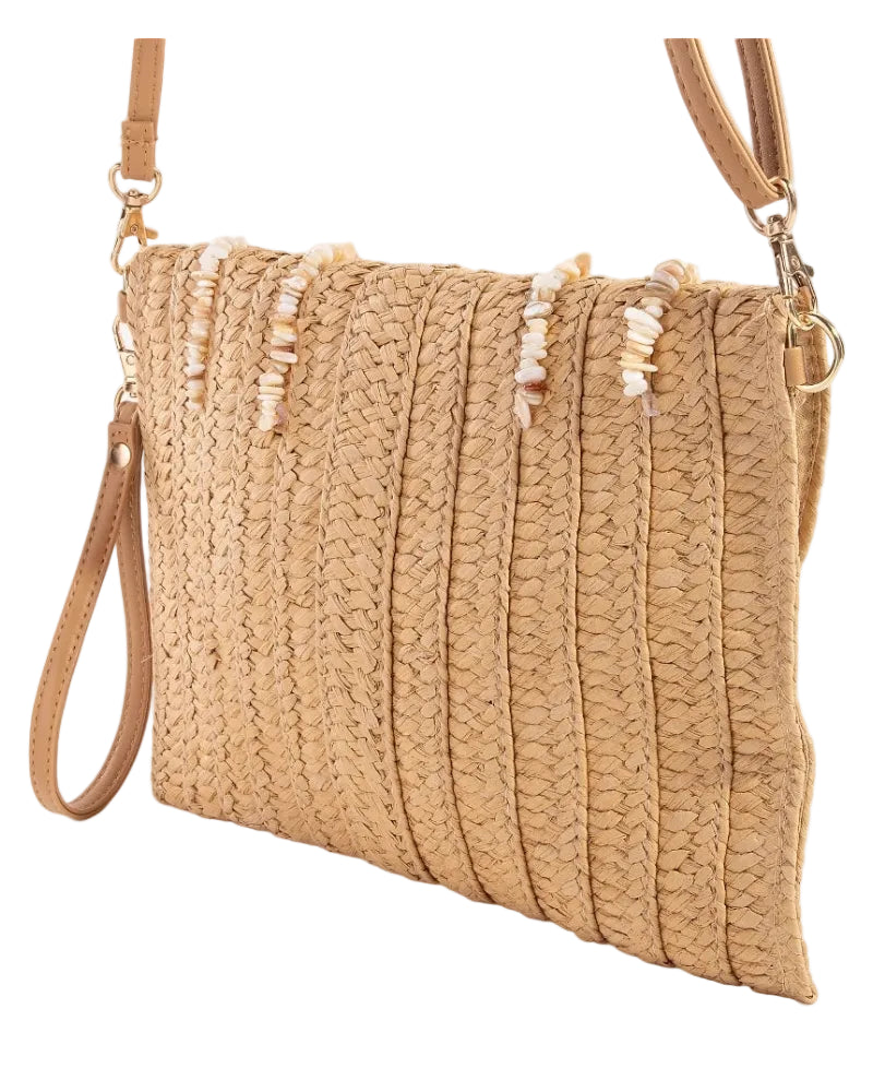 Fame | Shell Beaded Woven Envelope Clutch | Vagabond | Apparel | Boutique
