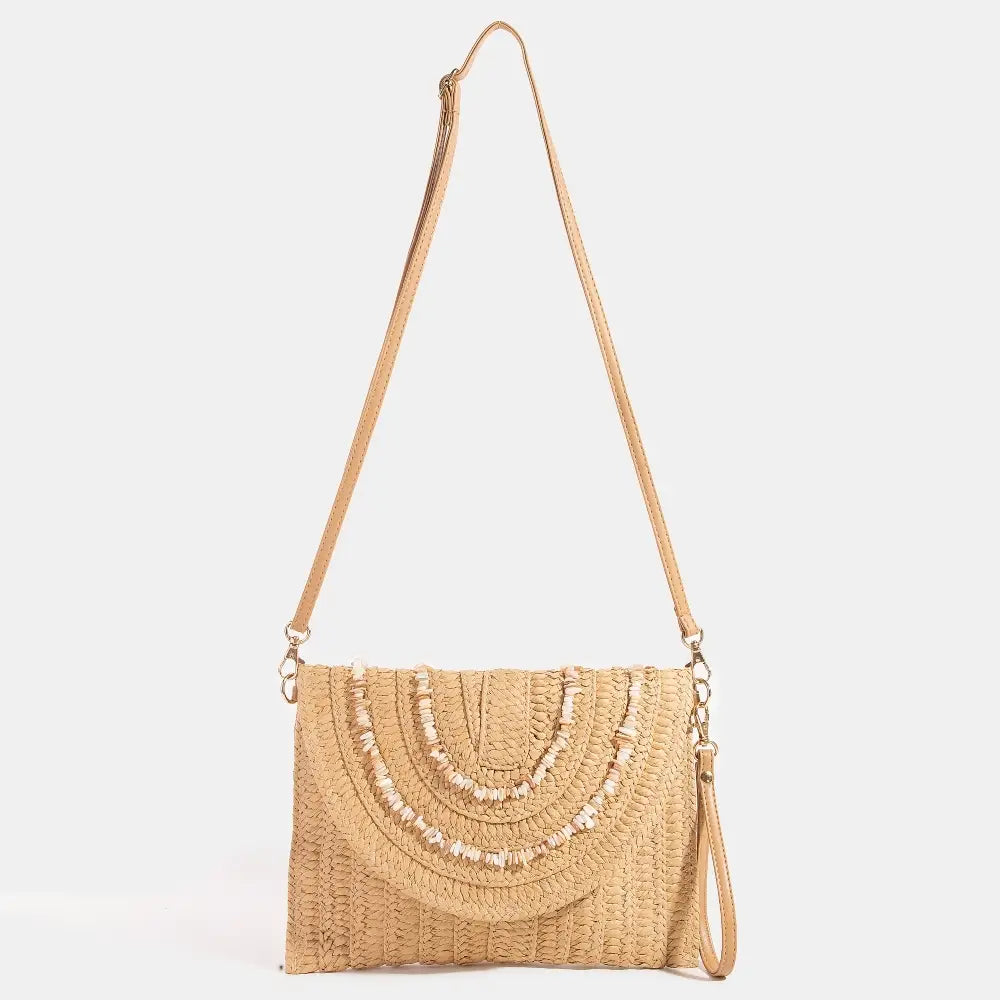 Fame | Shell Beaded Woven Envelope Clutch | Vagabond | Apparel | Boutique