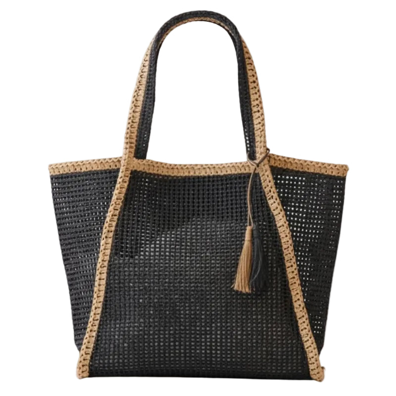 Fame | Two Tone Woven Straw Tote Bag | Vagabond | Apparel | Boutique