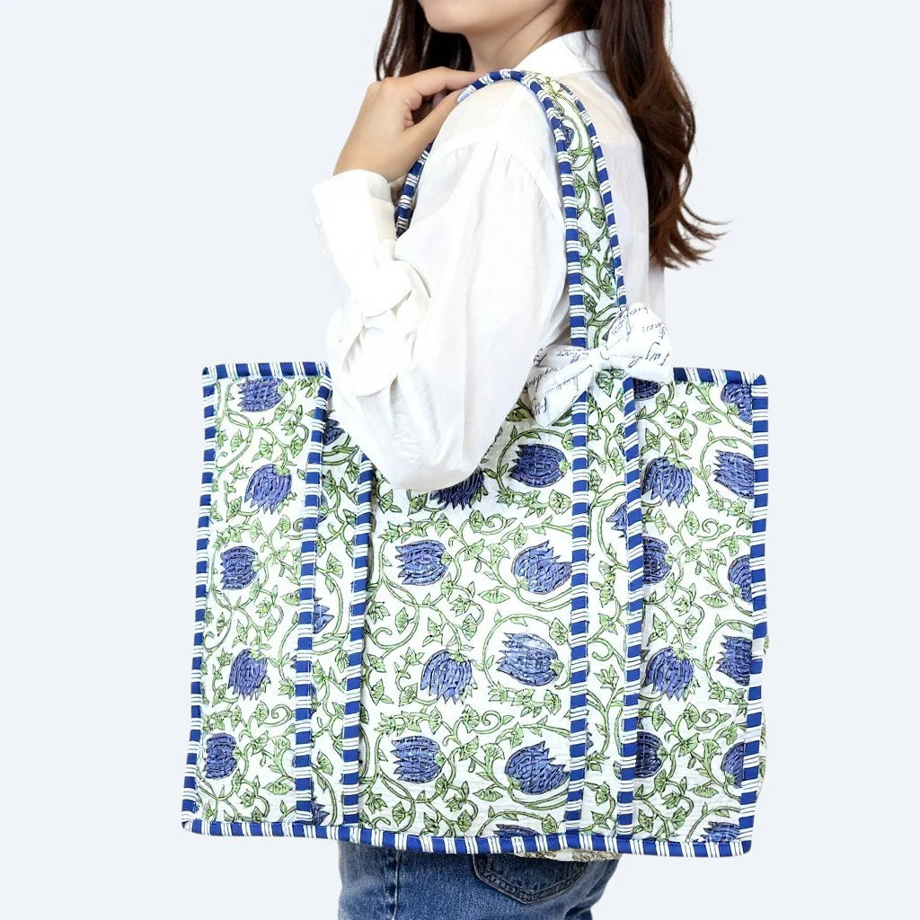 Farylina | Jane Tote | Green Blue Floral | Vagabond | Apparel | Boutique