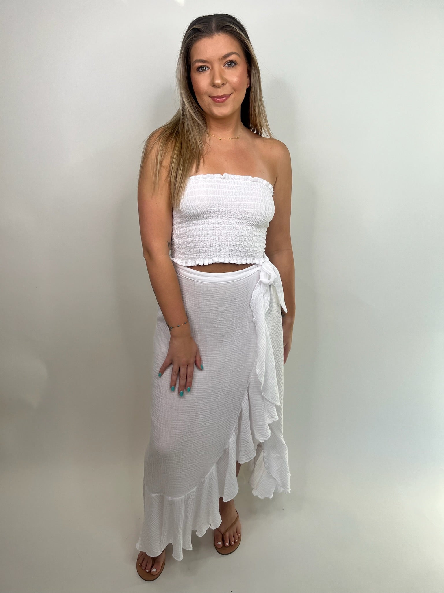 Felicite Ruffle Maxi Wrap Skirt | Vagabond Apparel Boutique