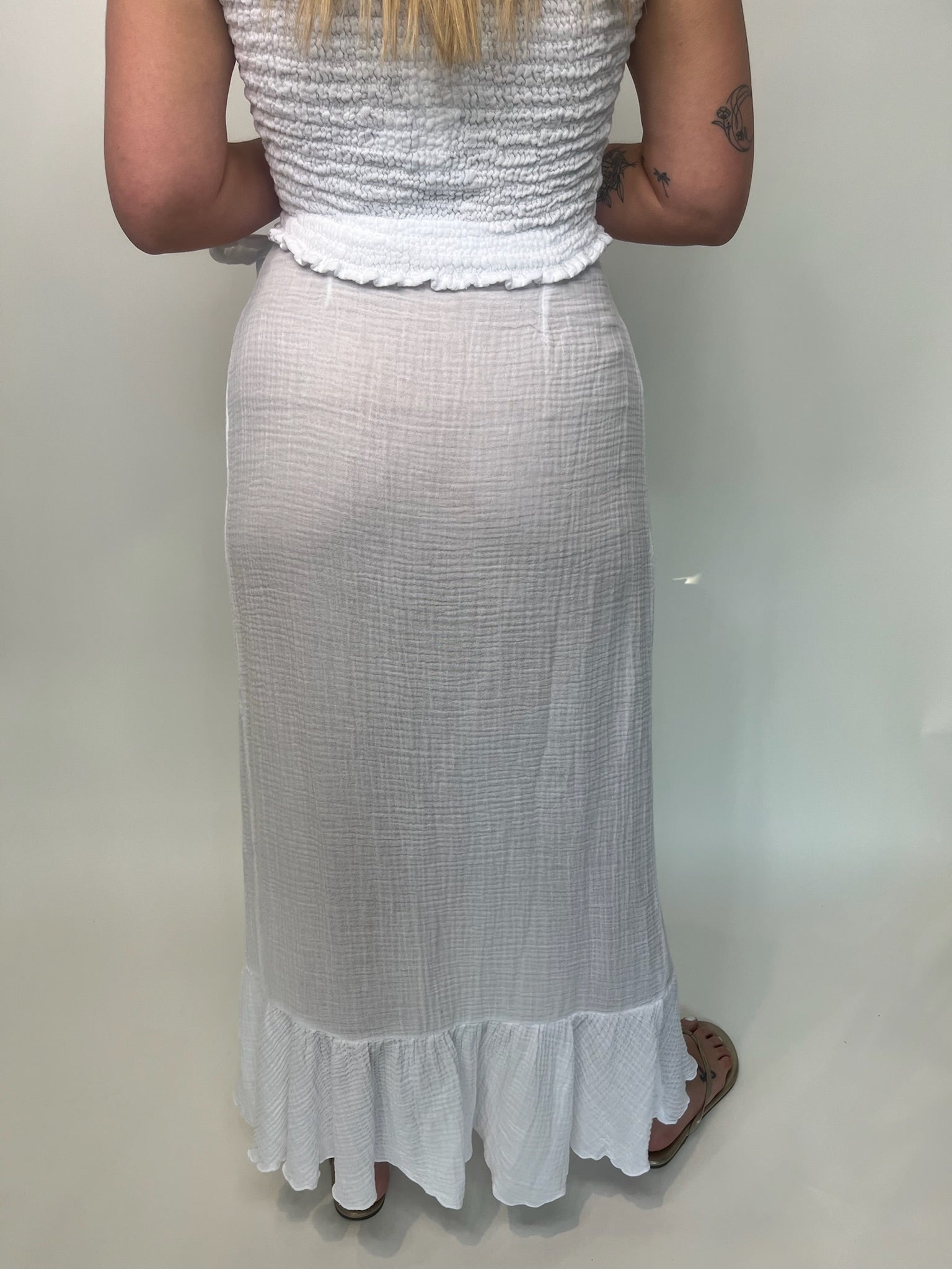 Felicite Ruffle Maxi Wrap Skirt | Vagabond Apparel Boutique