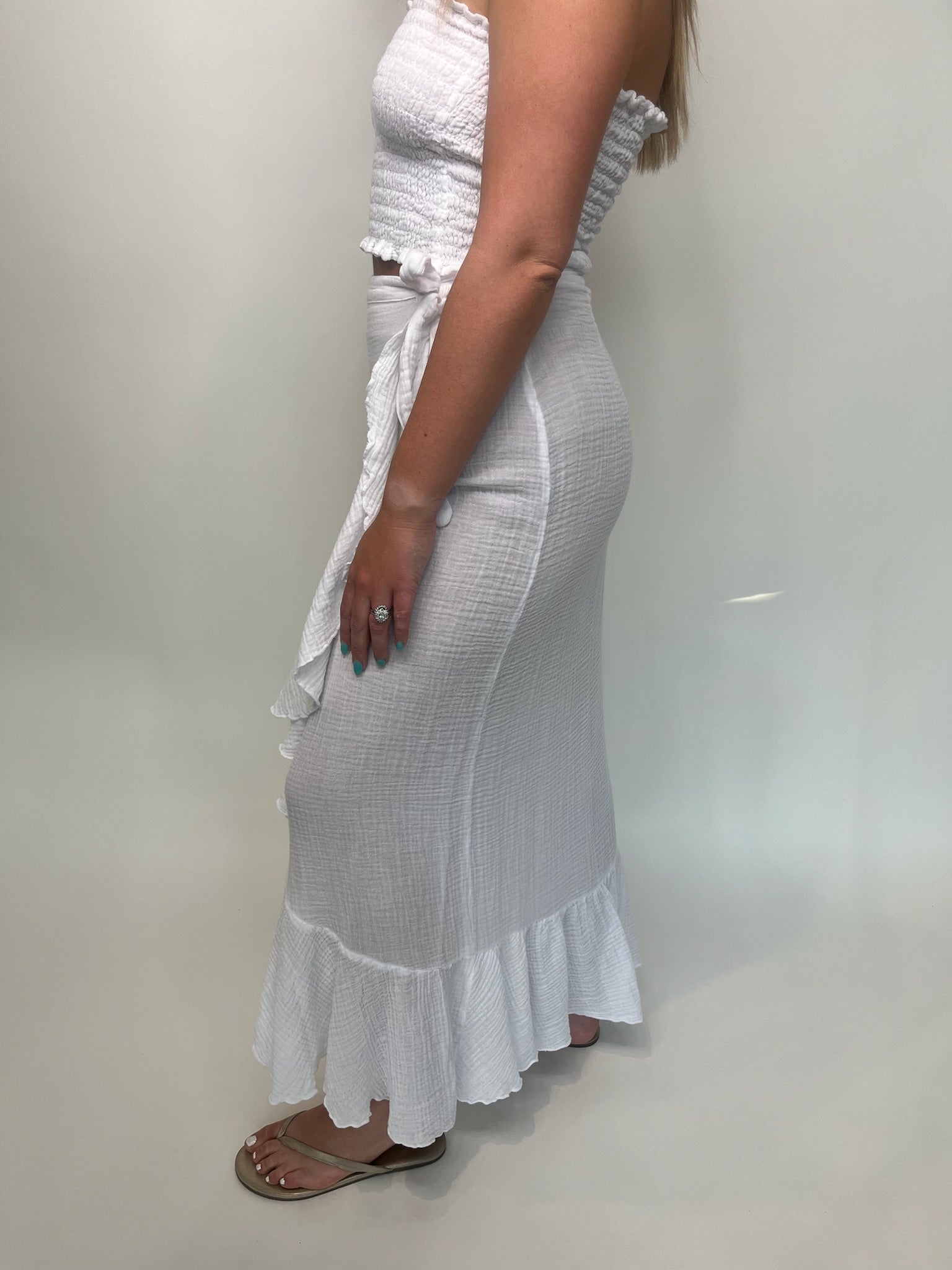 Felicite Ruffle Maxi Wrap Skirt | Vagabond Apparel Boutique