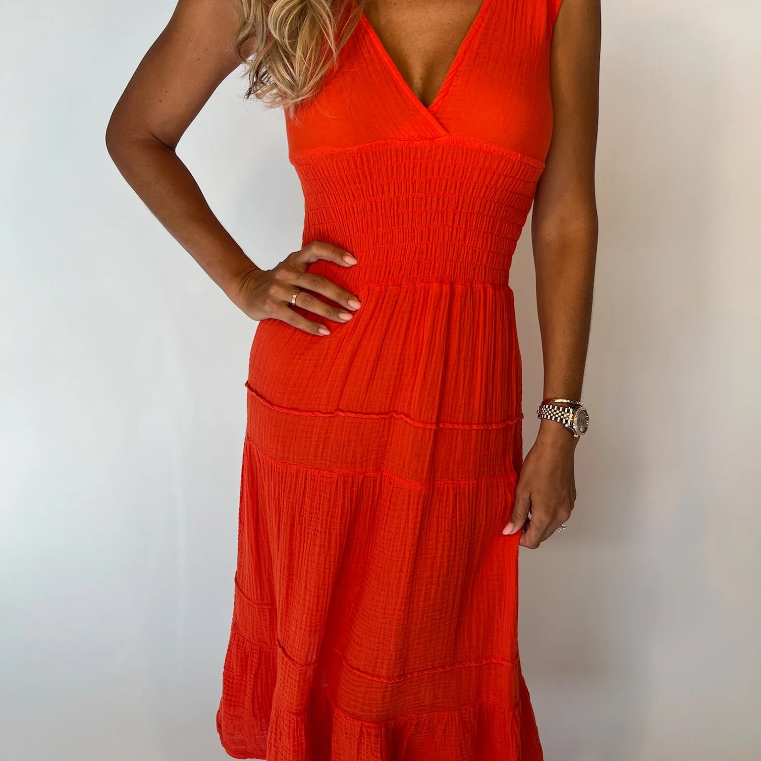 Felicite | Smocked Maxi Dress | Cherry | Vagabond | Apparel | Boutique