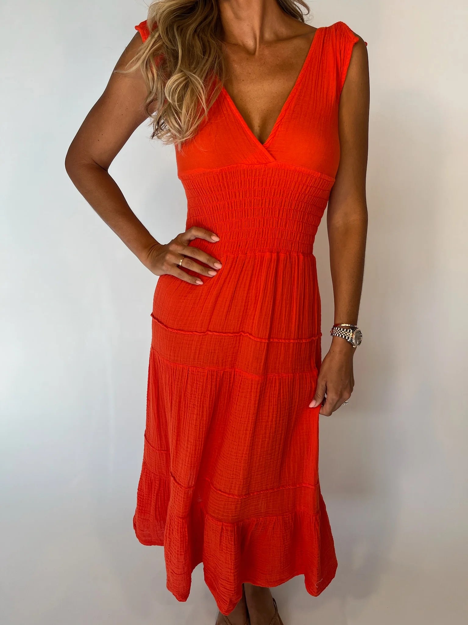 Felicite | Smocked Maxi Dress | Cherry | Vagabond | Apparel | Boutique