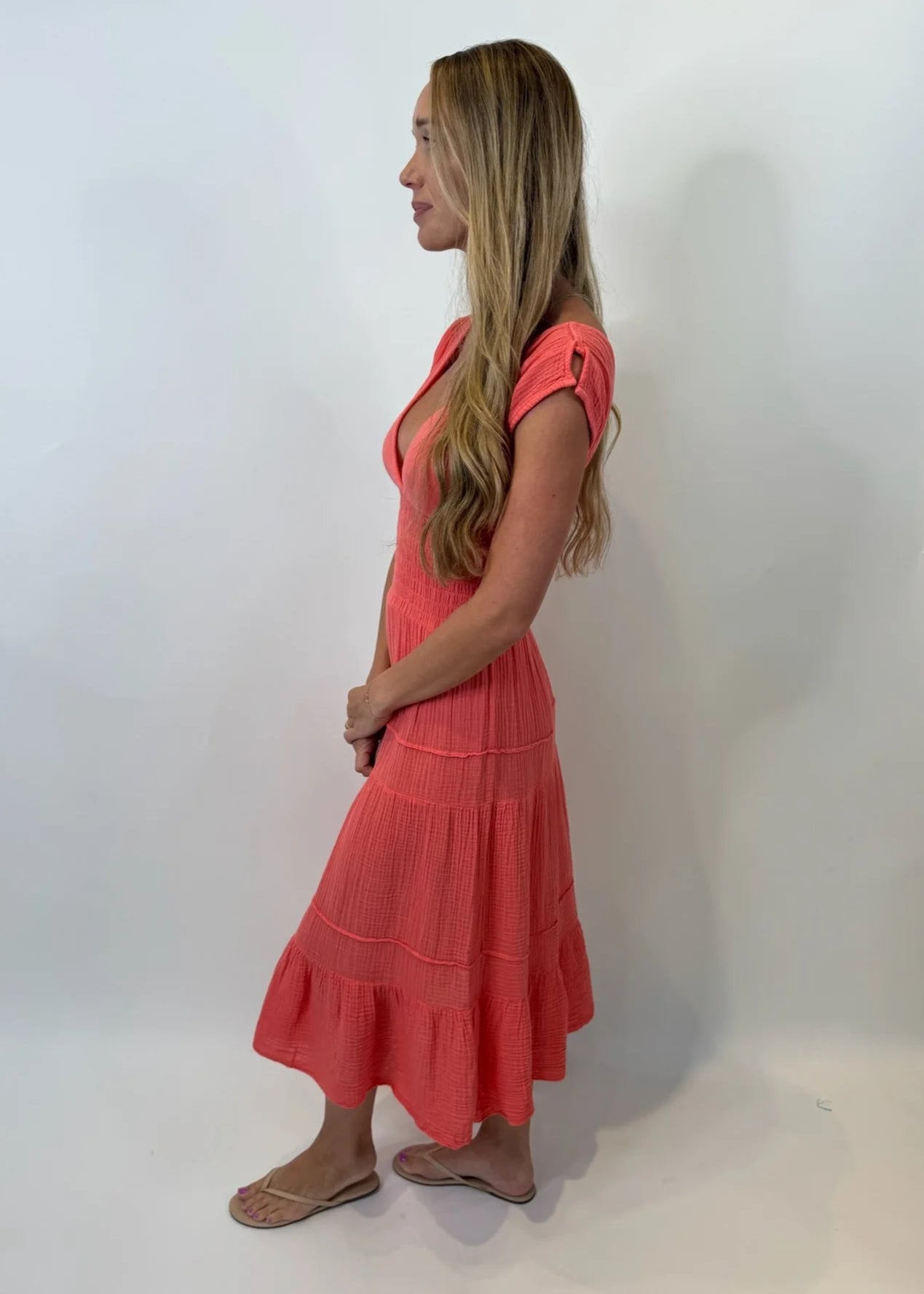Felicite | Smocked Maxi Dress | Coral | Vagabond | Apparel | Boutique