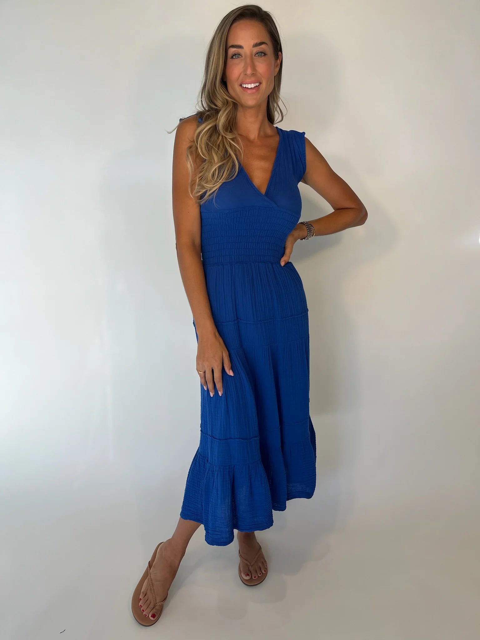 Felicite | Smocked Maxi Dress | Electric Blue | Vagabond | Apparel | Boutique