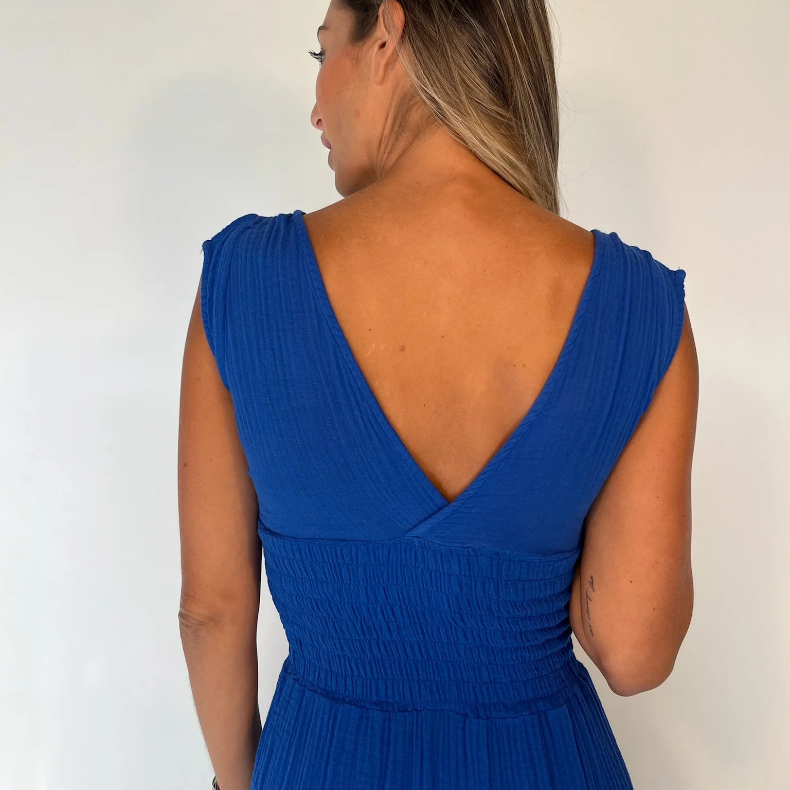 Felicite | Smocked Maxi Dress | Electric Blue | Vagabond | Apparel | Boutique