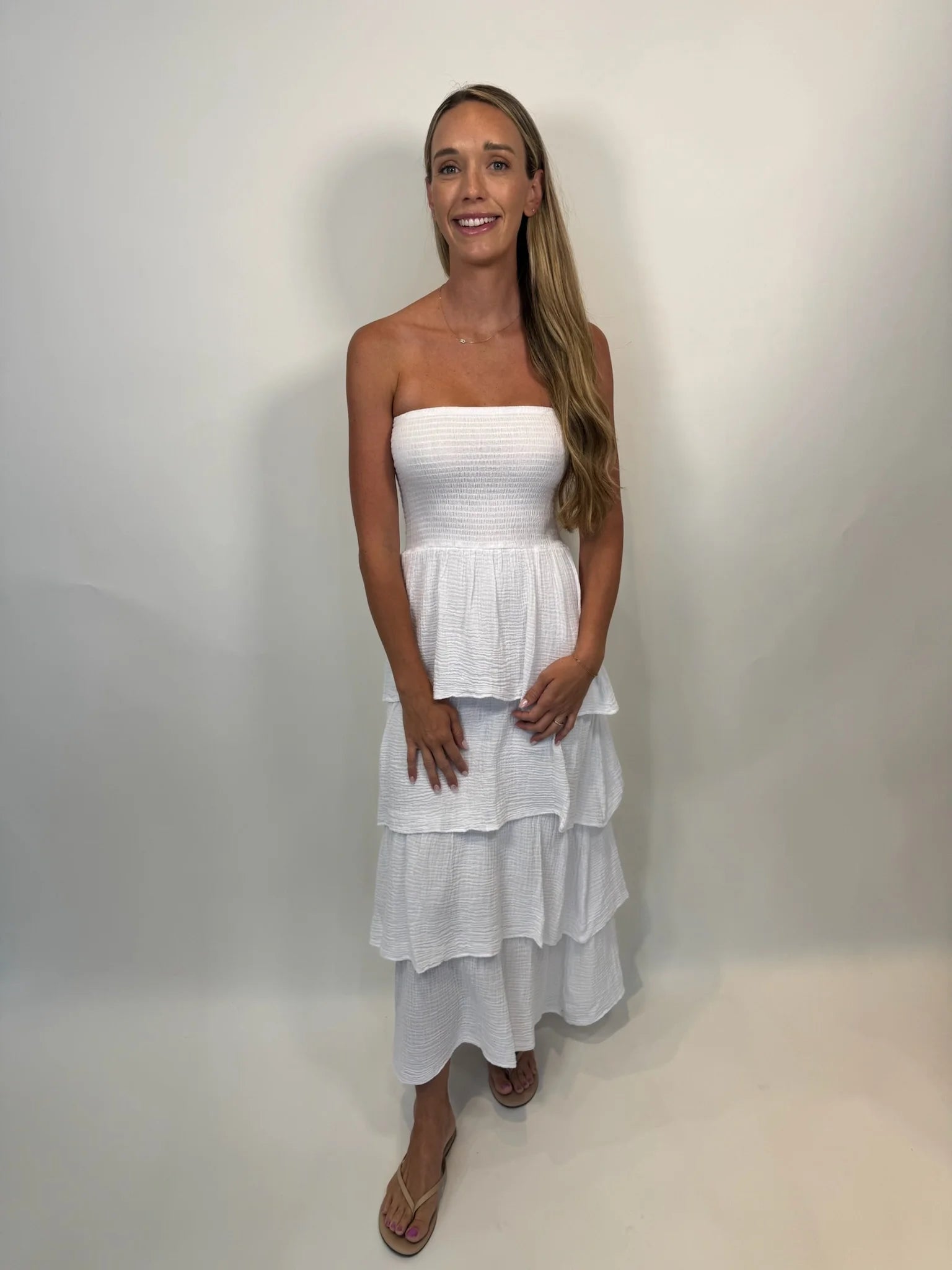 Felicite | Strapless Tiered Maxi | White| Vagabond | Apparel | Boutique
