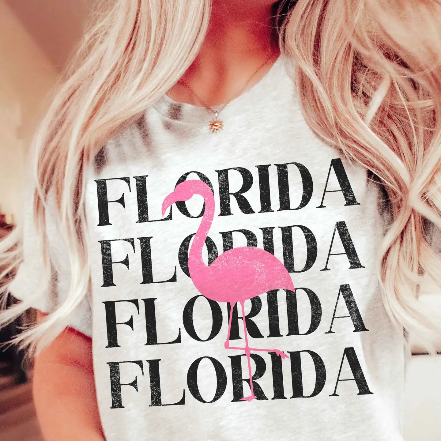 Blume & Co | Florida Flamingo Tee | White | Close | Vagabond | Apparel | Boutique