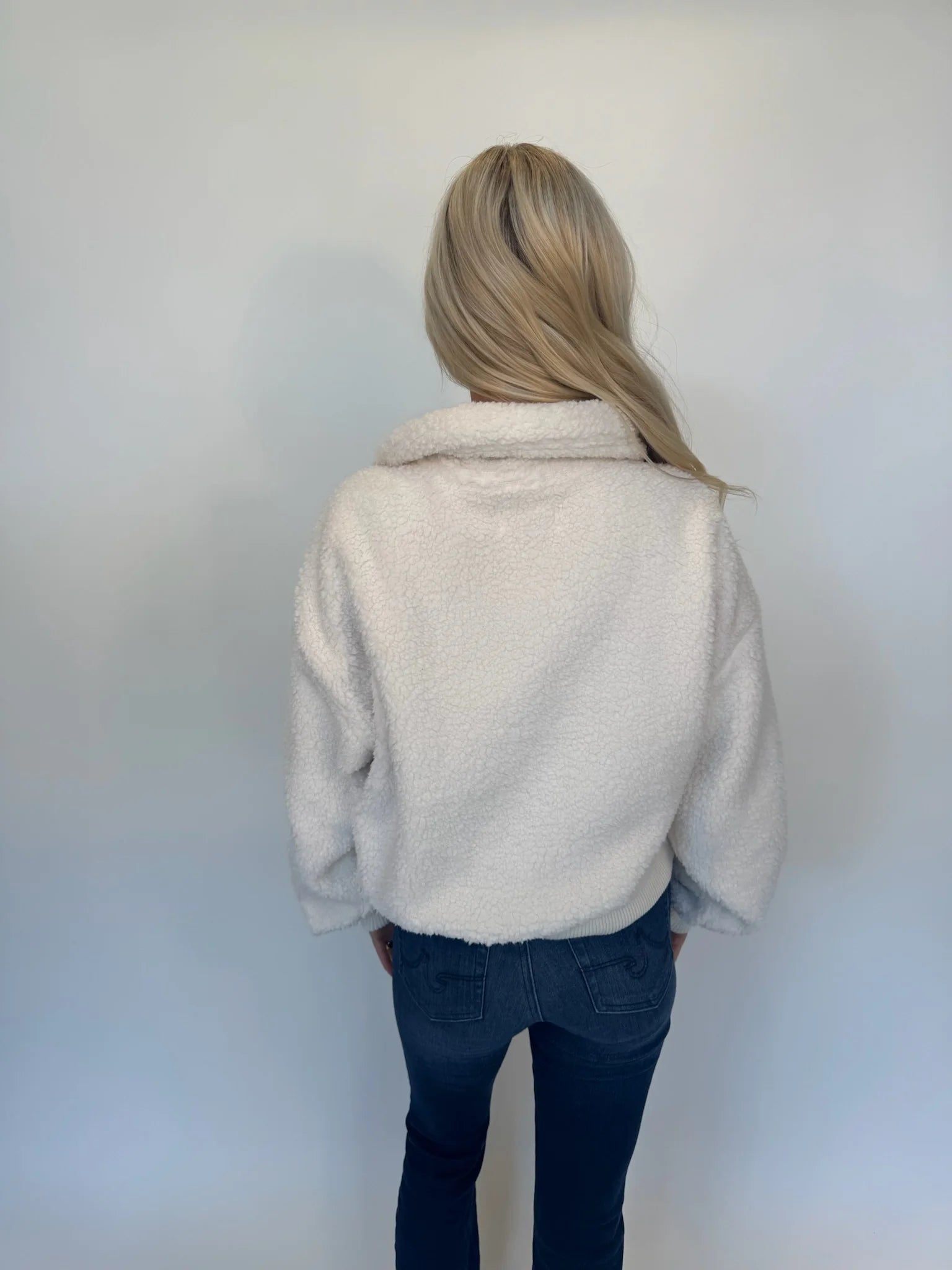 Free People | Alpine Sherpa Cardi | White | Back | Vagabond | Apparel | Boutique