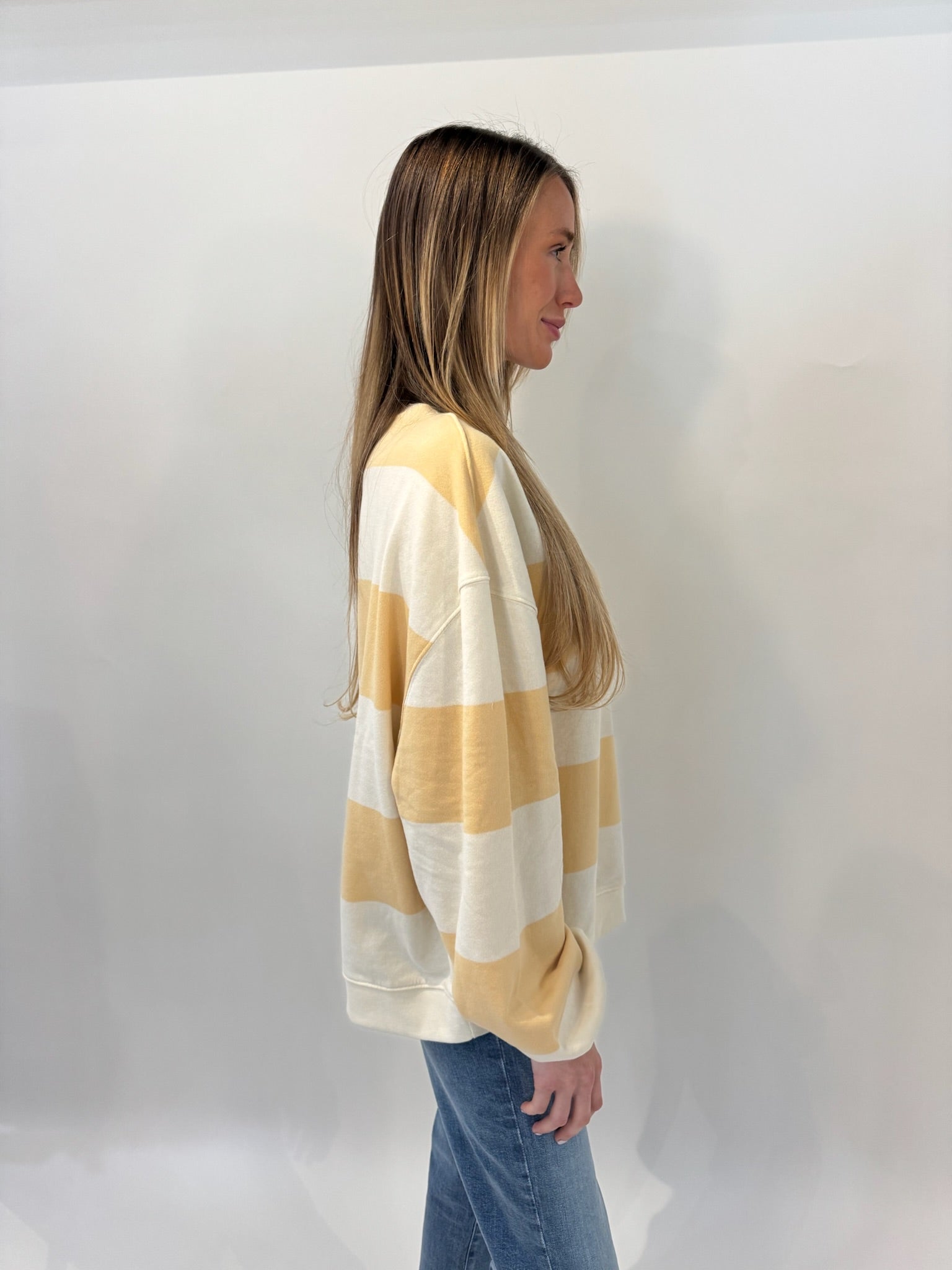 Free People | Classic Stripe Oversized Crew | Apricot | Vagabond | Apparel | Boutique