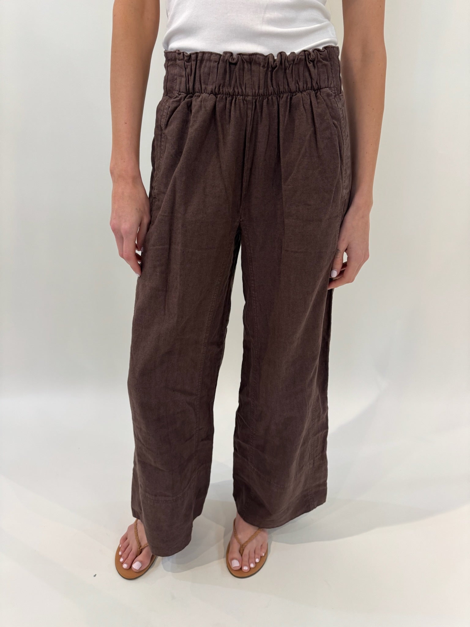 Free People | Days End Linen Pull On Pants Double Espresso | Vagabond | Apparel | Boutique