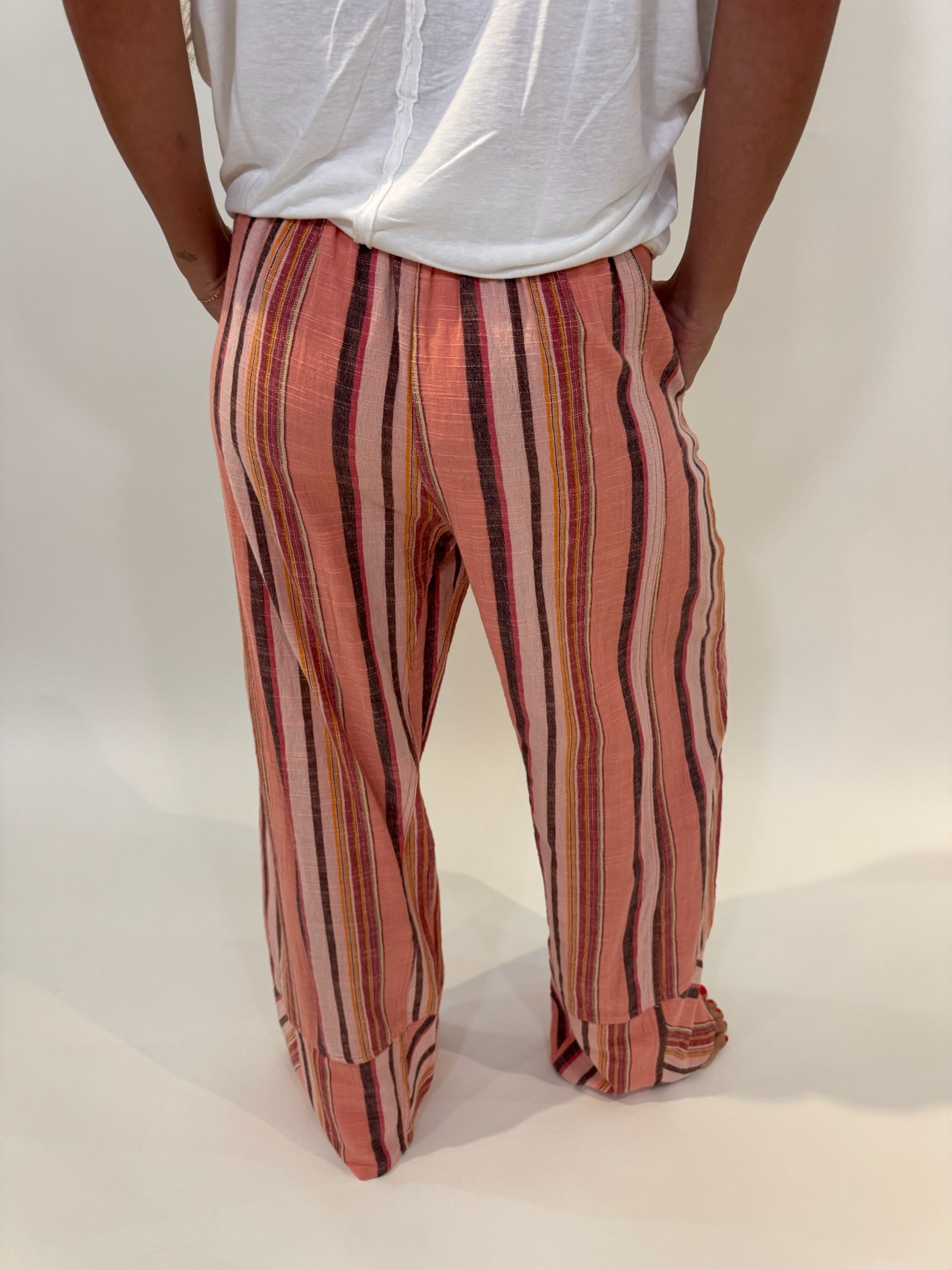 Free People | Days End Solar Linen Stripe Pant | Coral | Vagabond | Apparel | Boutique