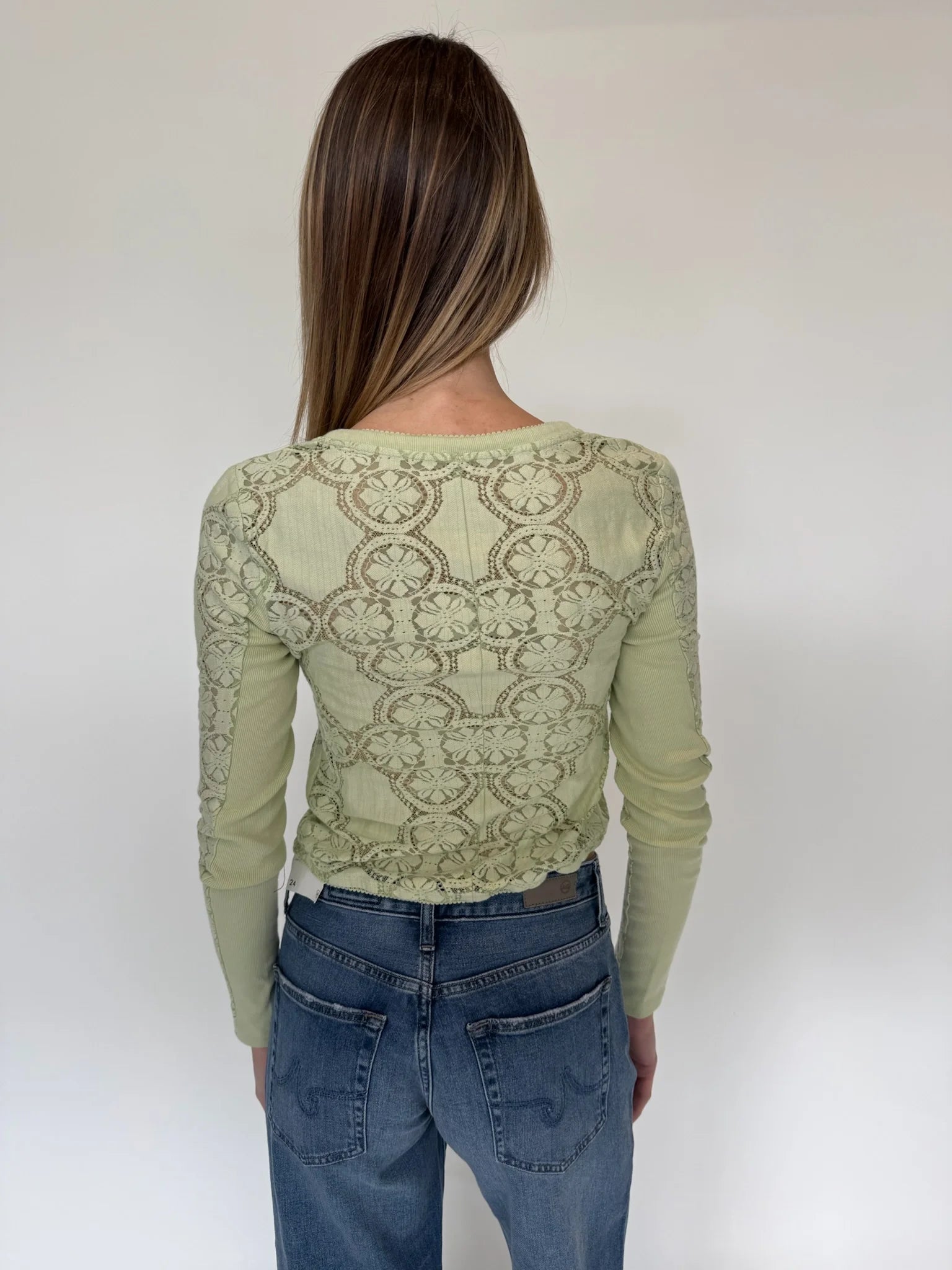 Free People | Jae Knit Long Sleeve Top | Front | Fresh Green | Back | Vagabond | Apparel | Boutique
