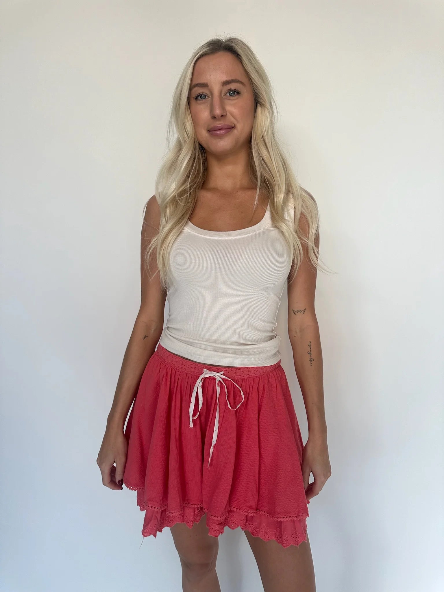 Free People | Lady Tulip | Mini Skirt | Coral | Front | Vagabond | Apparel | Boutique