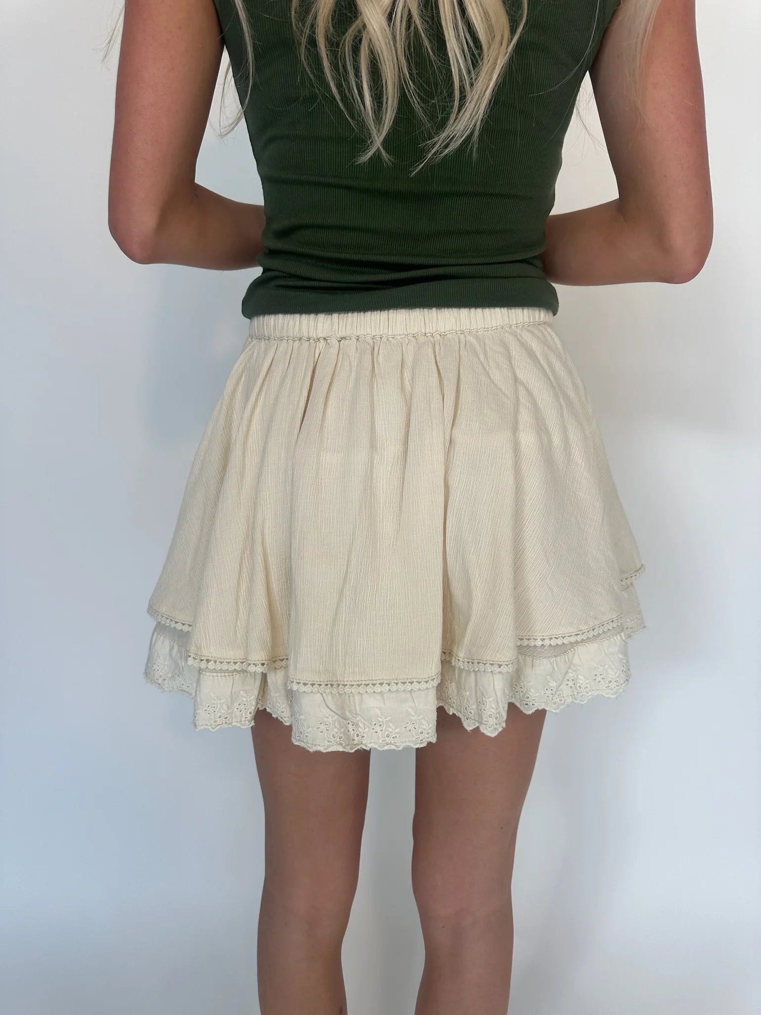 Free People | Lady Tulip | Mini Skirt | Tea | Back | Vagabond | Apparel | Boutique