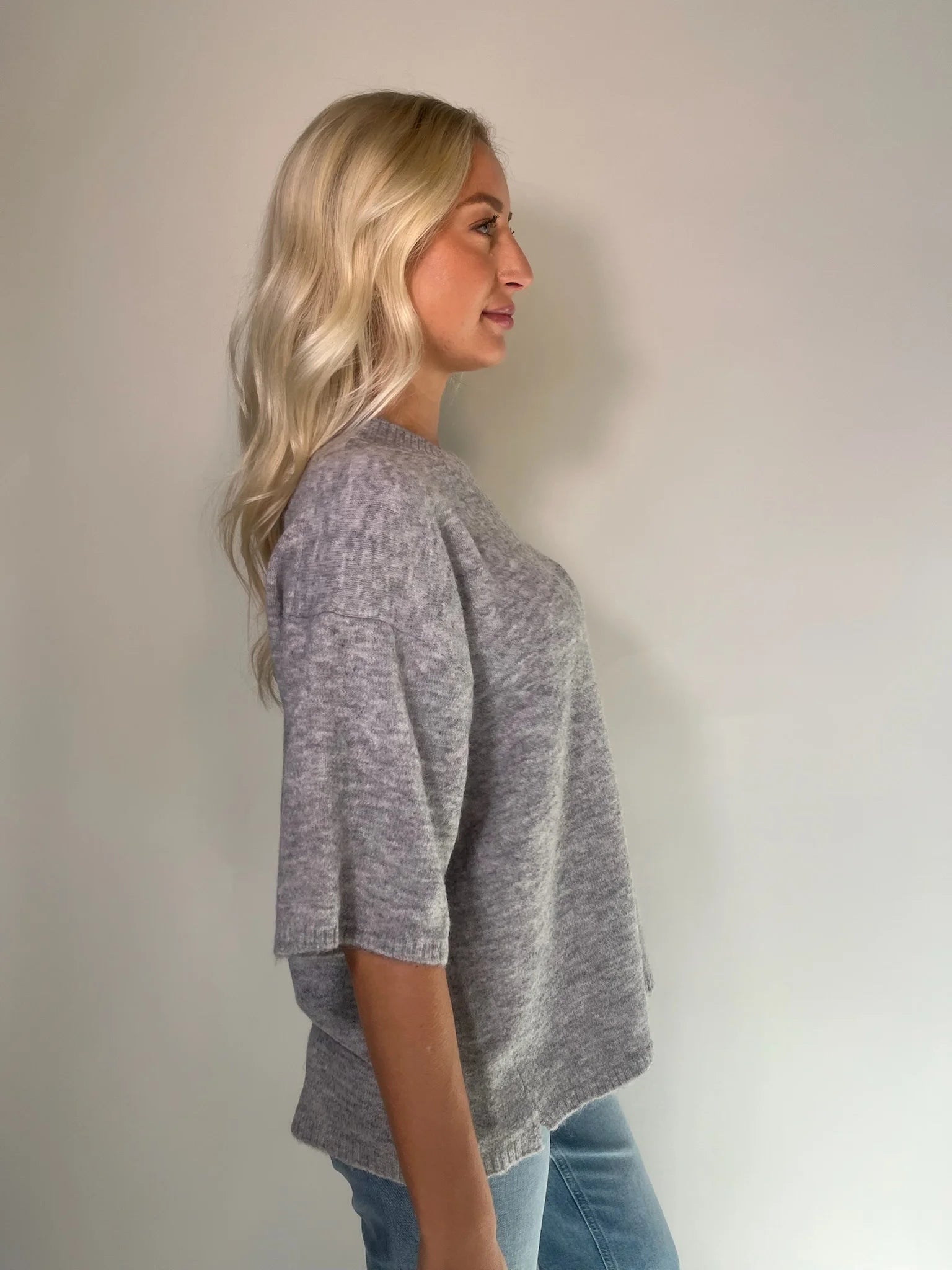 Free People | Margot Sweater Tee | Grey | Side | Vagabond Apparel | Boutique