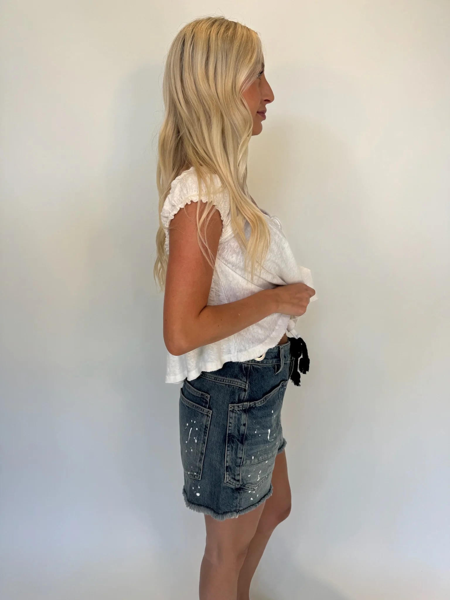 Free People | Moxie Shorts | Timeless Blue | Side | Vagabond | Apparel | Boutique