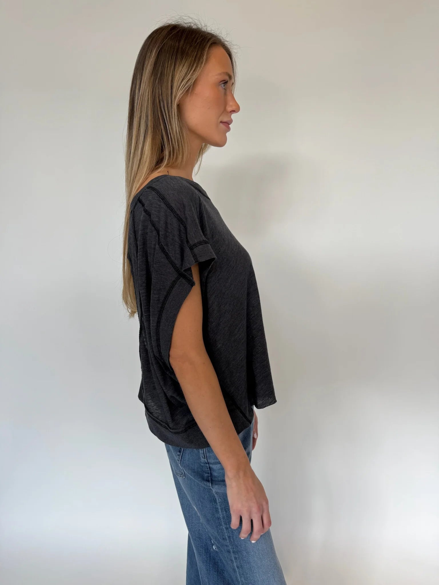 Free People | My Time Tee | Black | Side | Vagabond | Apparel | Boutique