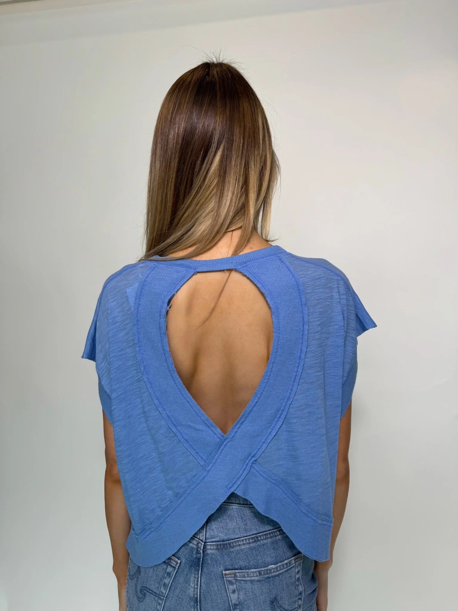 Free People | My Time Tee | Blue Denim | Back | Vagabond | Apparel | Boutique