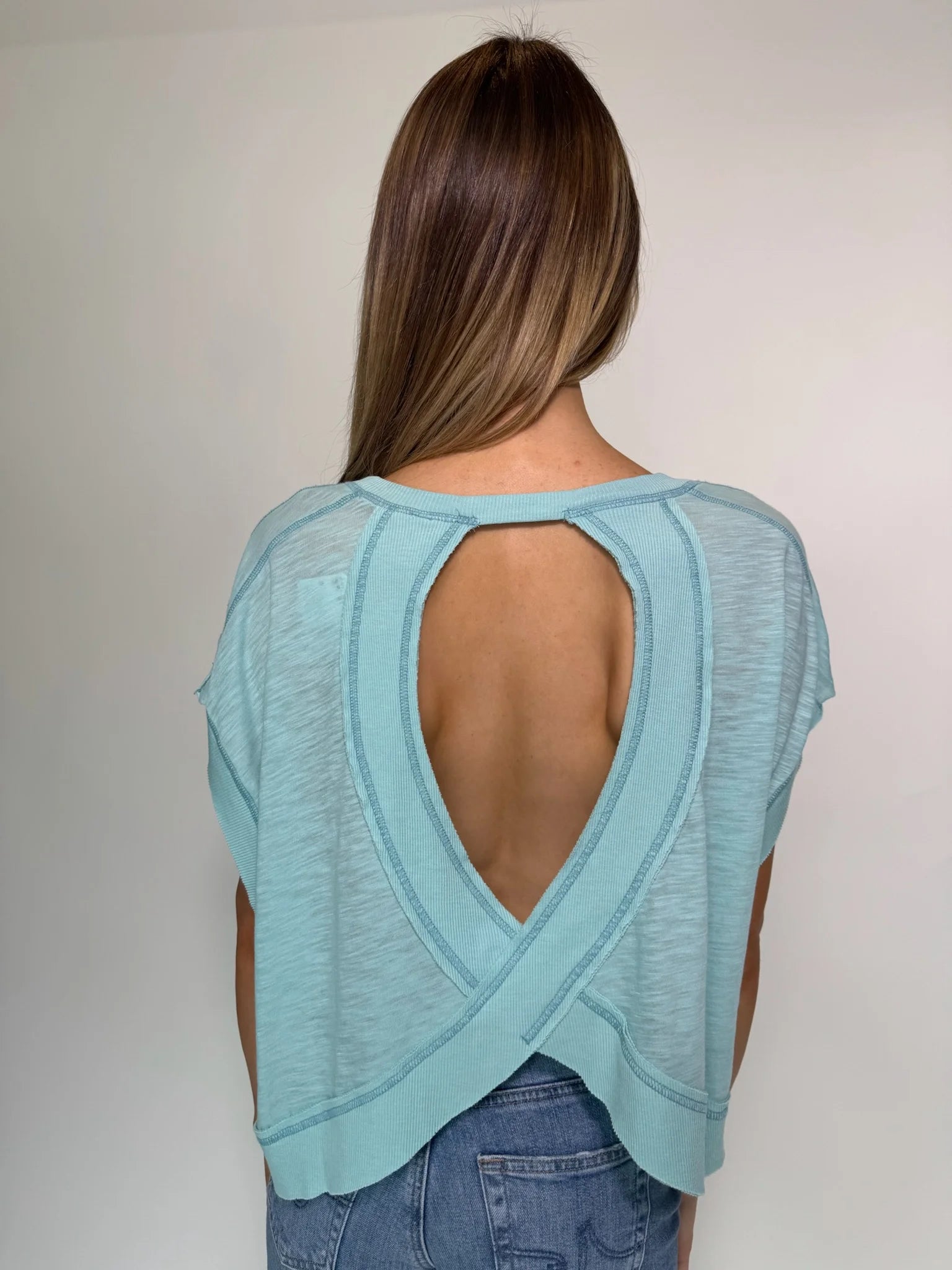 Free People | My Time Tee | Back | Blue Wave | Vagabond | Apparel | Boutique