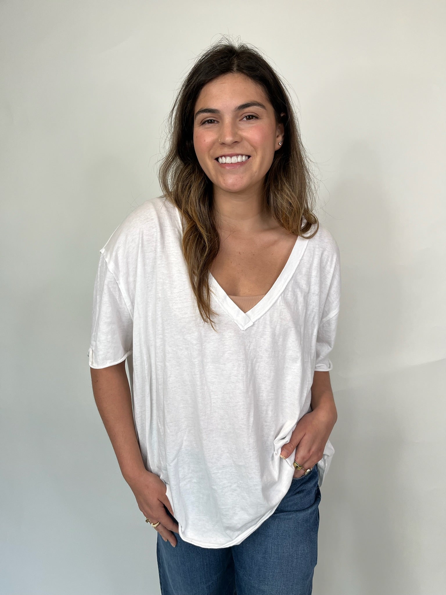 Free People Nina V Tee Ivory | Vagabond Apparel Boutique