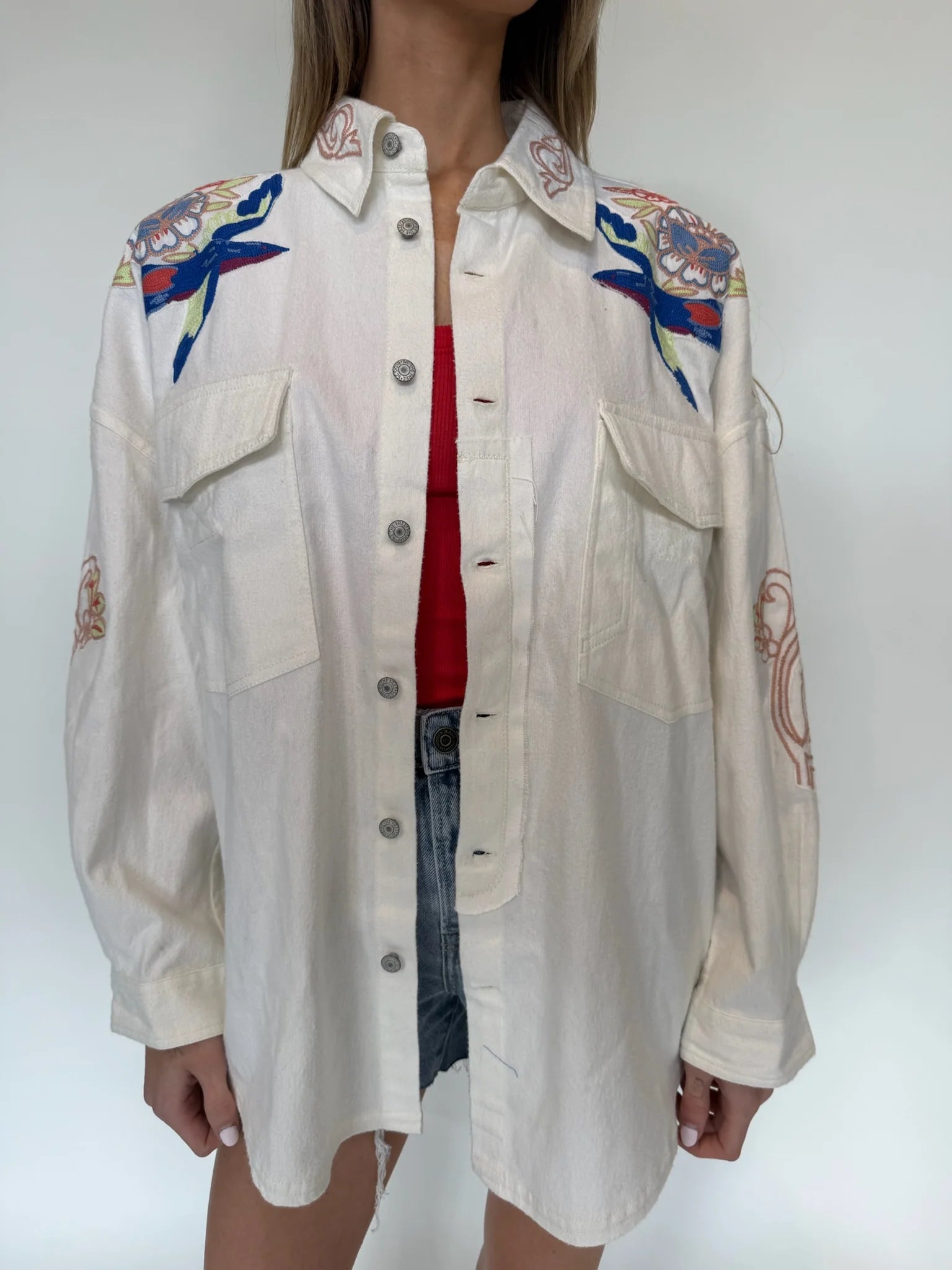 Free People | Take Flight Embroidered Shirt | Close | Vagabond | Apparel | Boutique