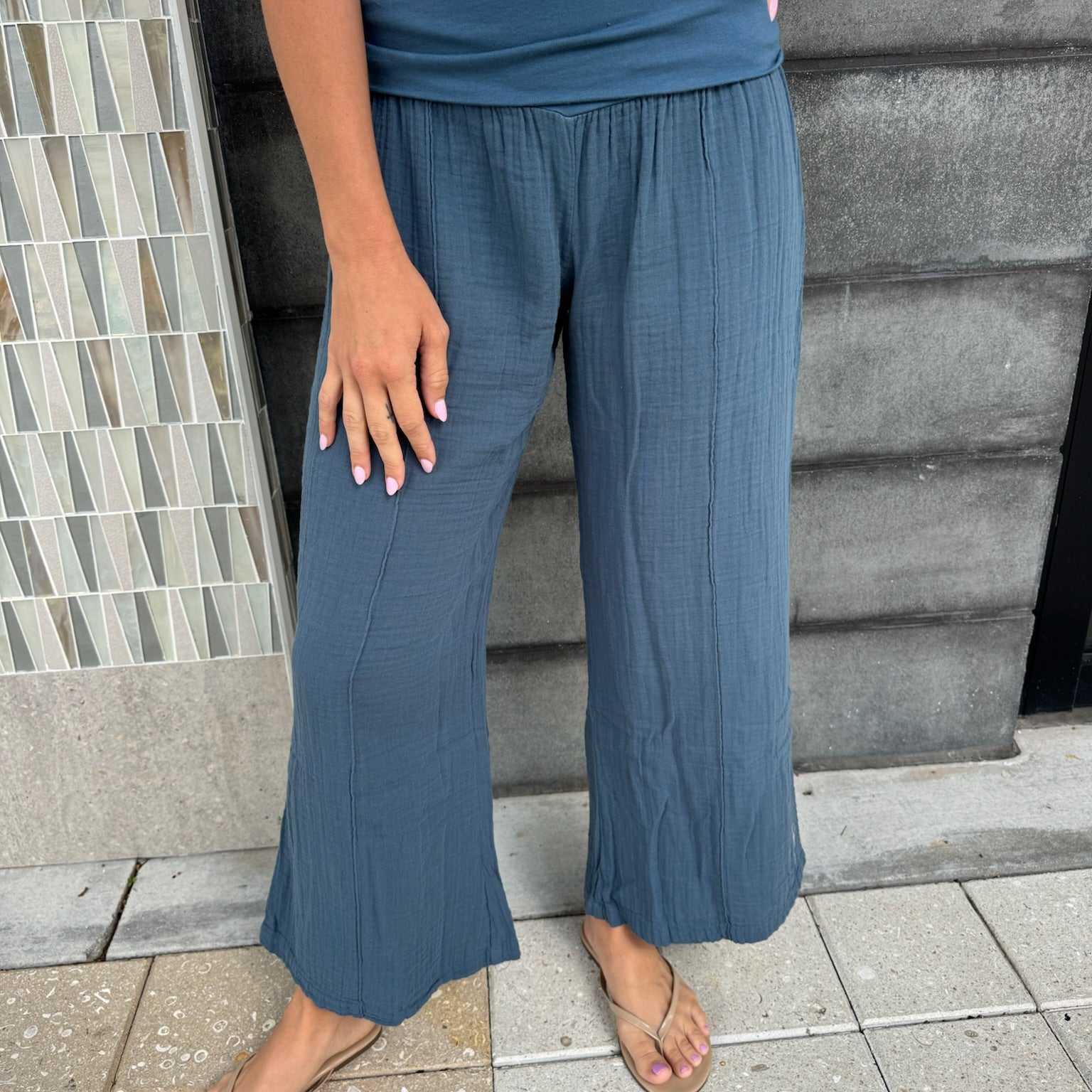 Fresh Laundry | Foldover Gauze Pant | Ocean | Vagabond | Apparel | Boutique