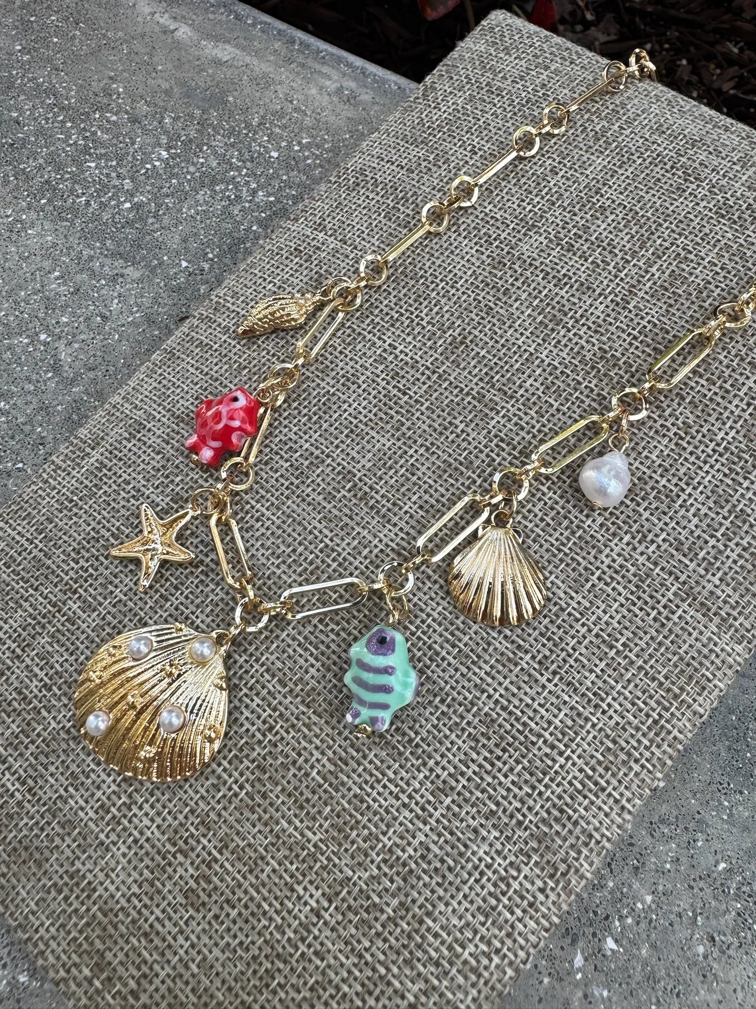 GSA | Fish & Sealife Charm Charm Necklace | Side | Vagabond | Apparel | Boutique