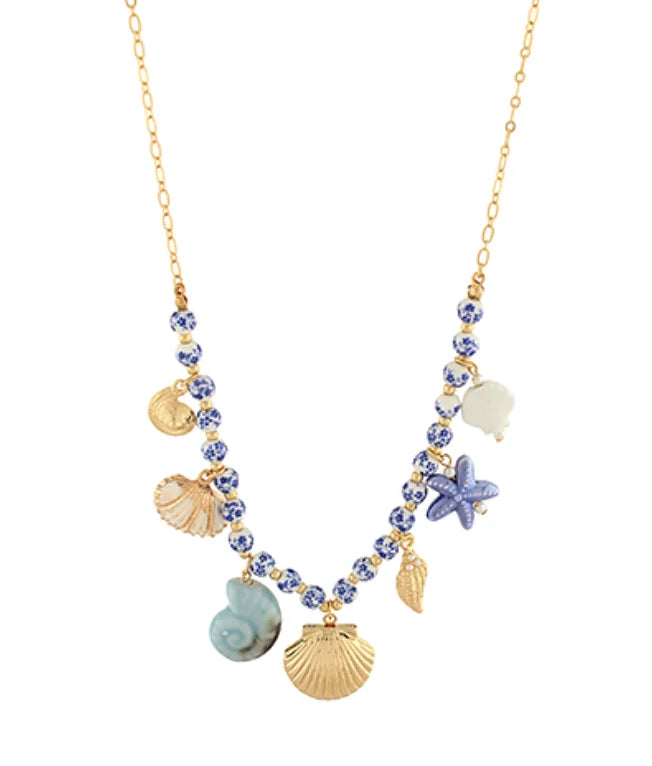GSA | Seashell Multi Charm Ceramic Necklace | Vagabond | Apparel | Boutique