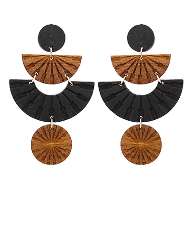 GSA | Wood Engraved Geometric Drop Earrings | Vagabond | Apparel | Boutique