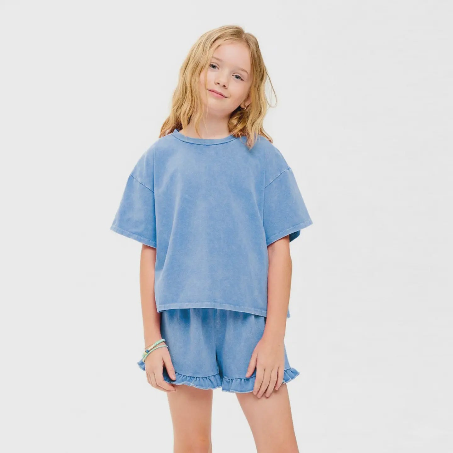 Good Girl | Mineral Wash Top & Shorts Set | Blue | Vagabond | Apparel | Boutique