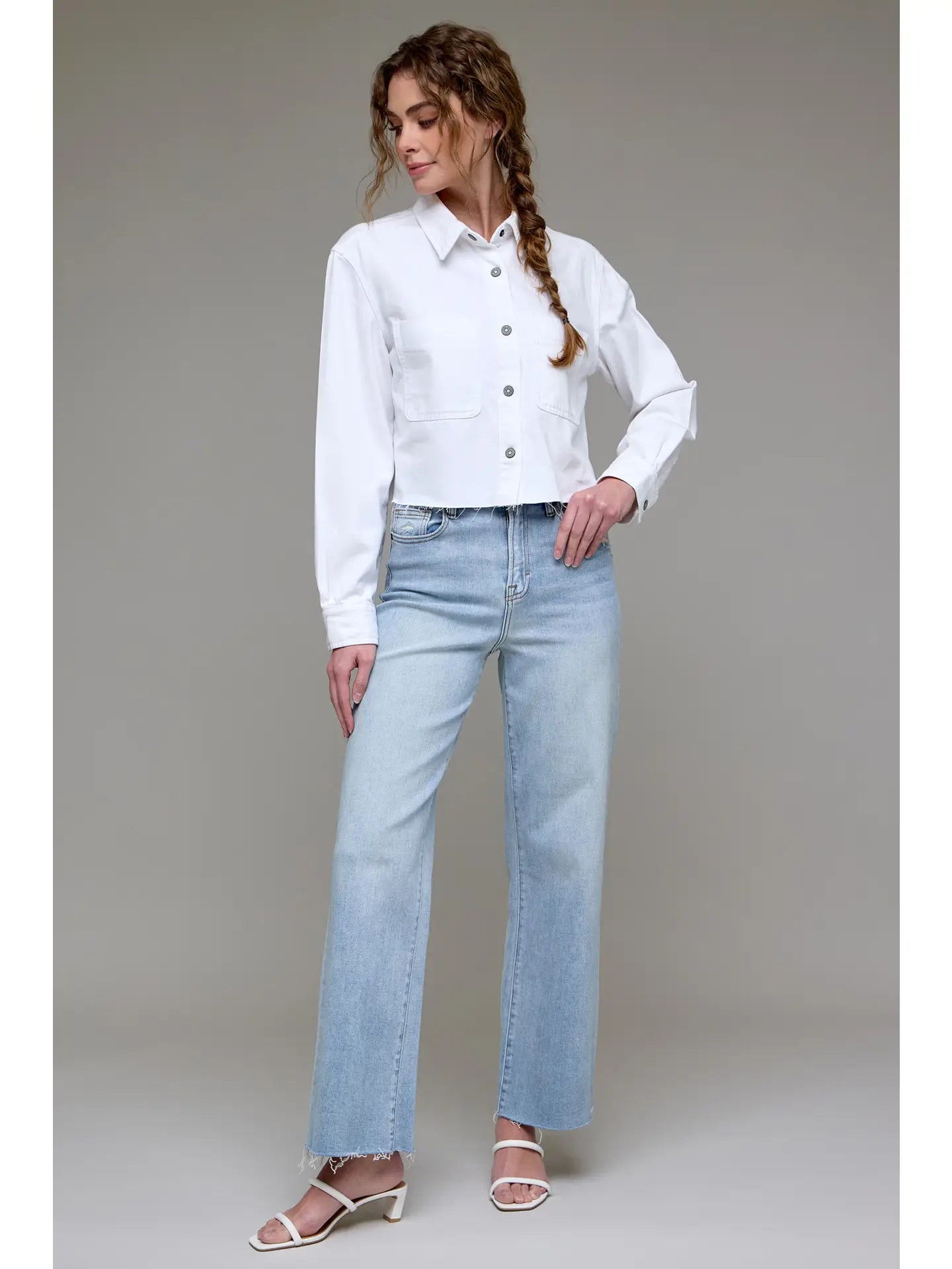 Hidden Jeans | Cropped Denim Shirt | White | Vagabond | Apparel | Boutique