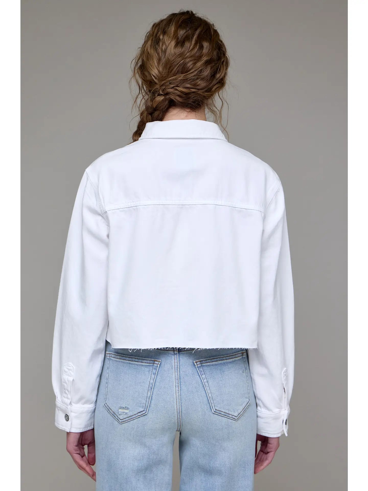 Hidden Jeans | Cropped Denim Shirt | White | Back | Vagabond | Apparel | Boutique