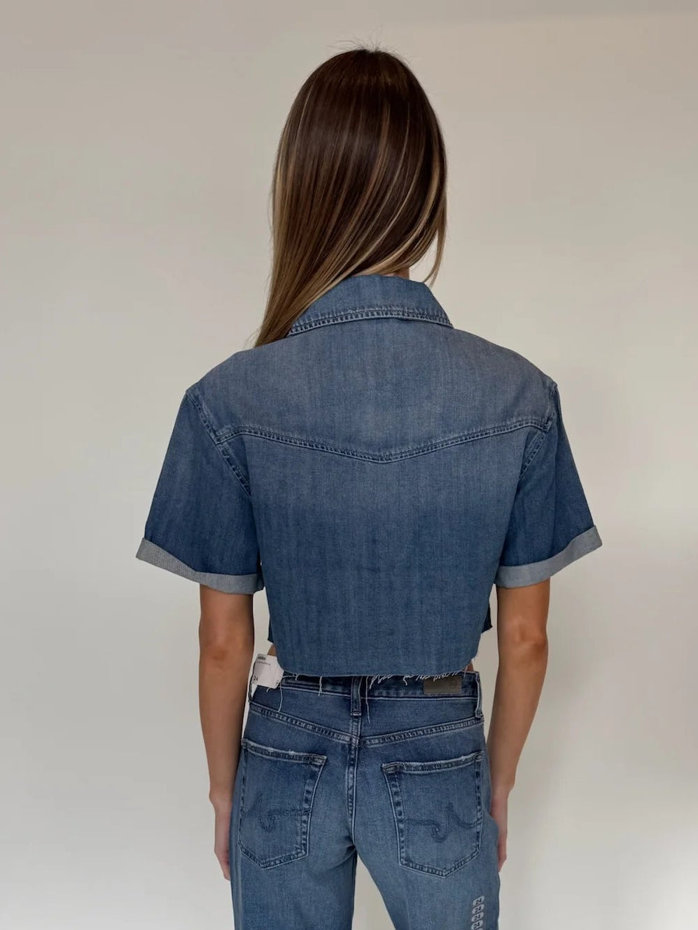 Hidden Jeans | Boxy Soft Cropped Shirt | Back | Vagabond | Apparel | Boutique