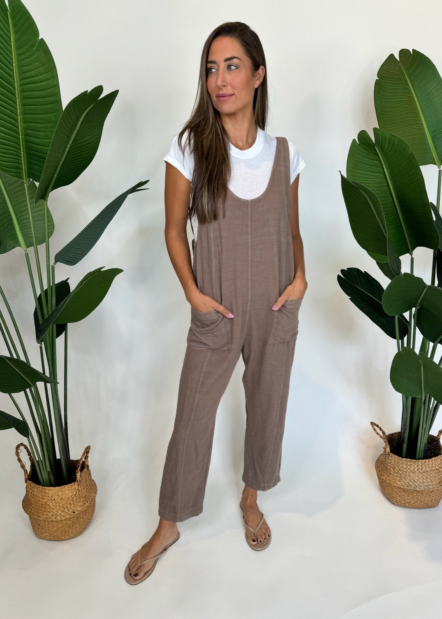 Bobi Low Neck Overall With Pockets | Vagabond Apparel Boutique