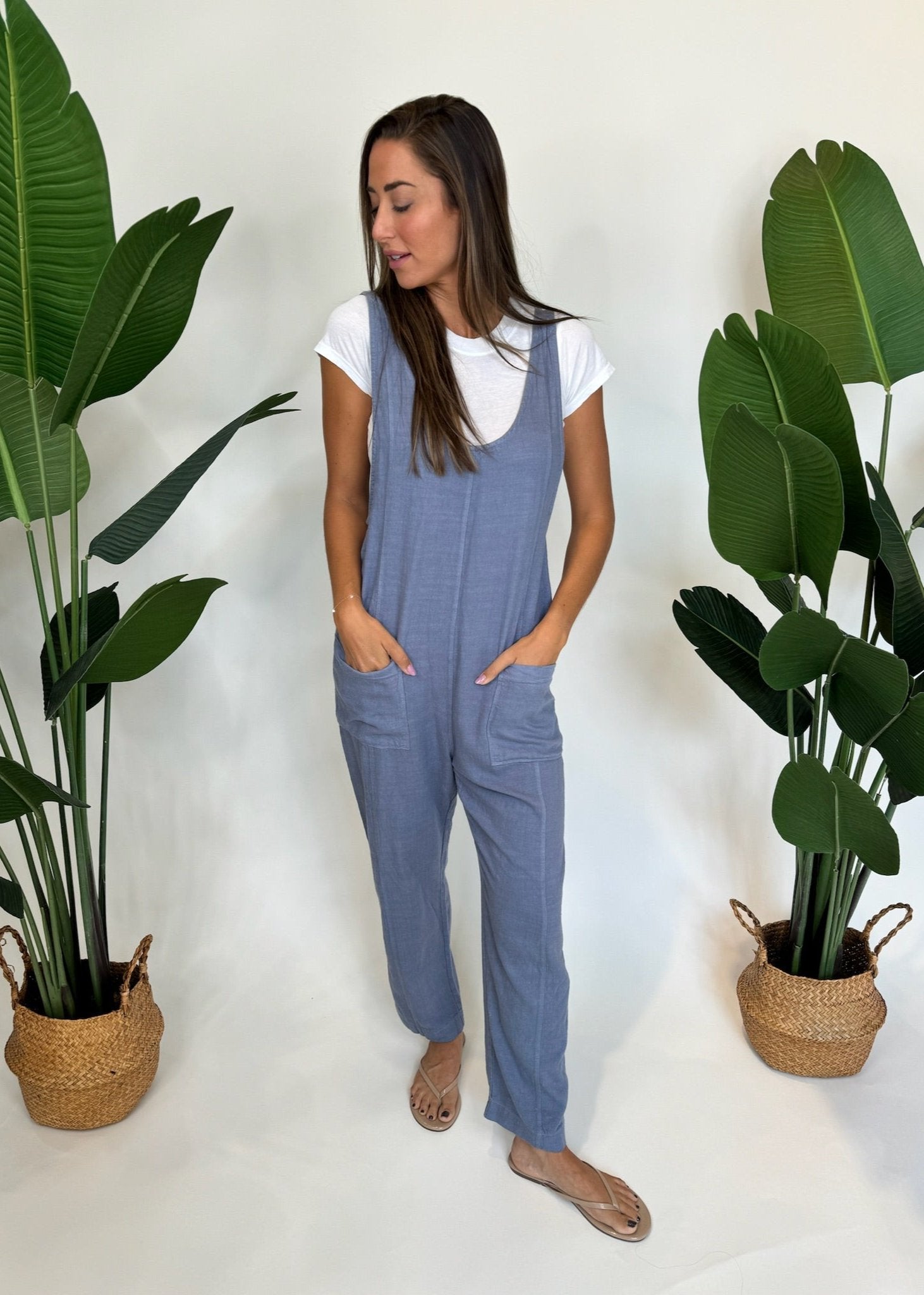 Bobi Low Neck Overall With Pockets | Vagabond Apparel Boutique