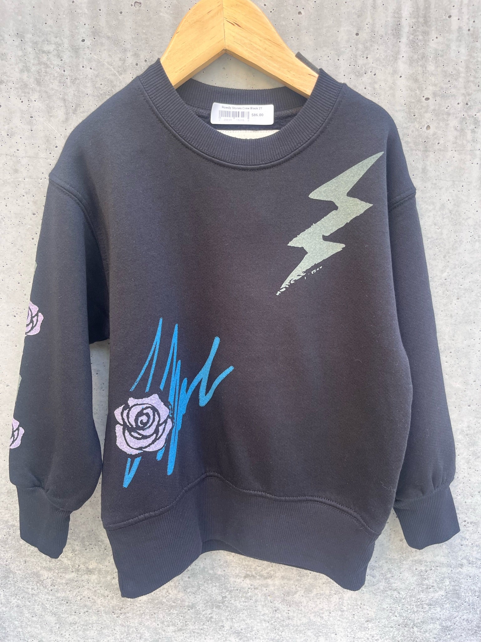 Rowdy Sprouts Stones Crew Sweatshirt Jet Black