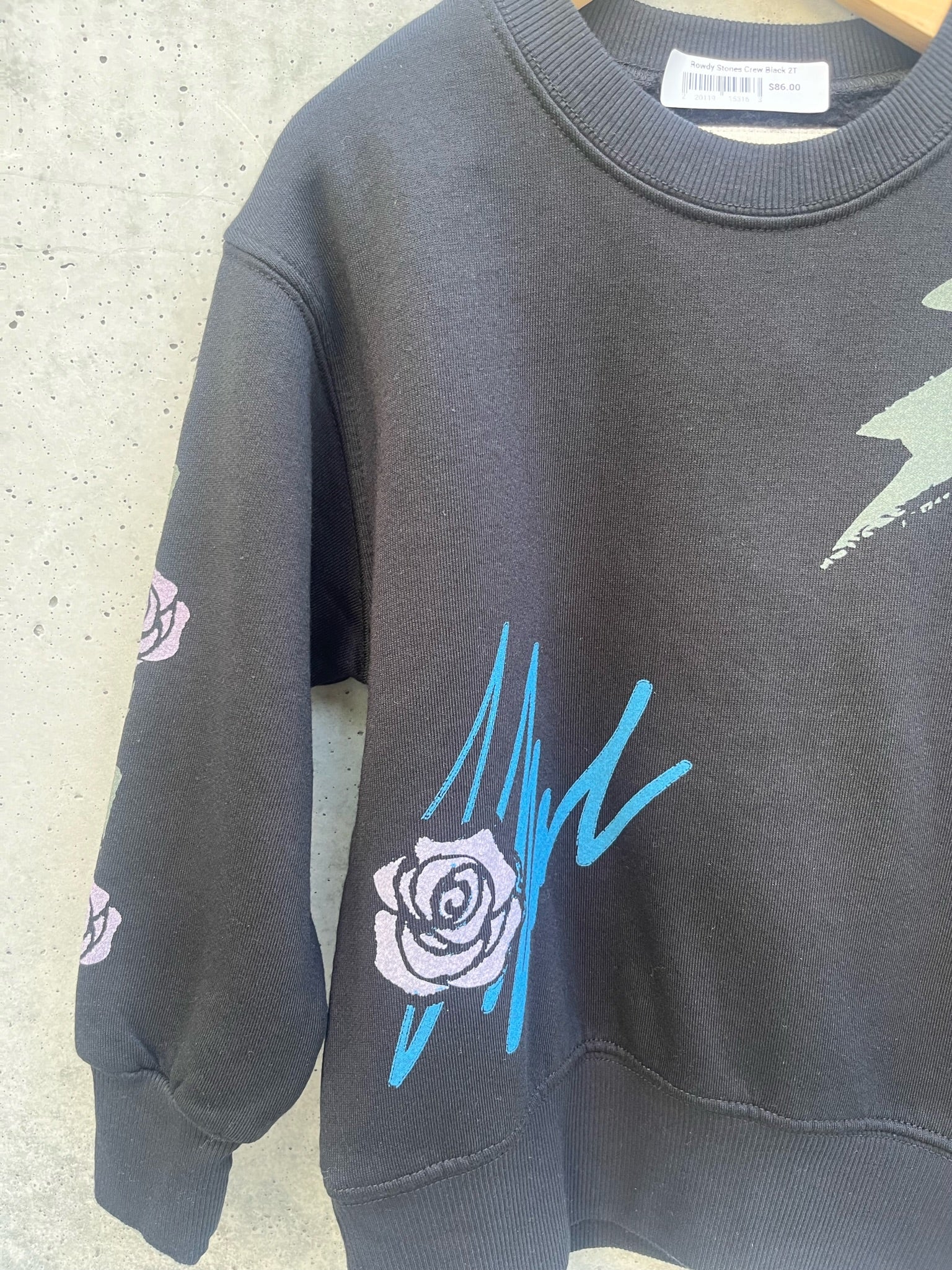 Rowdy Sprouts Stones Crew Sweatshirt Jet Black