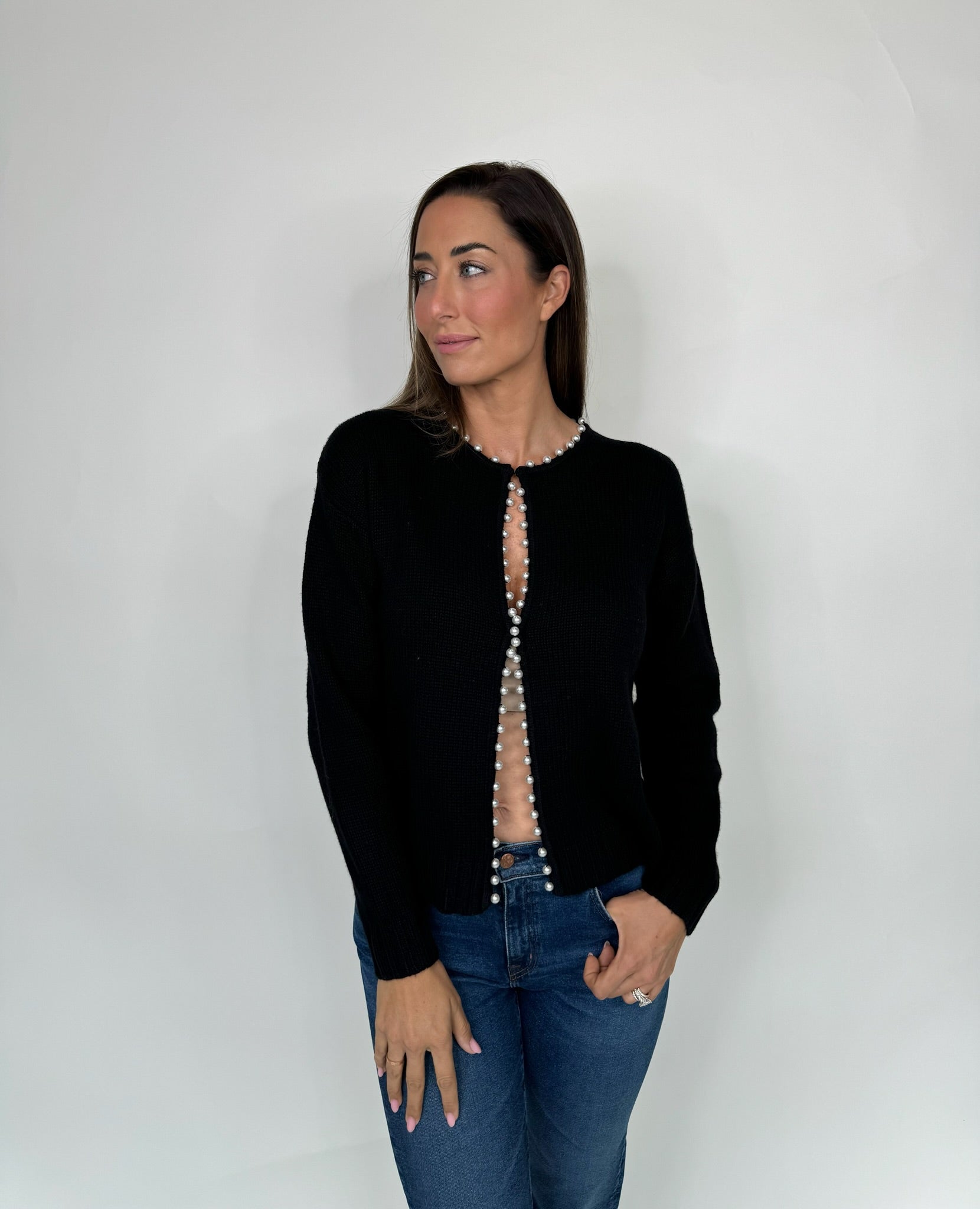 Splendid Emmy Pearl Cardigan Black | Vagabond Apparel Boutique