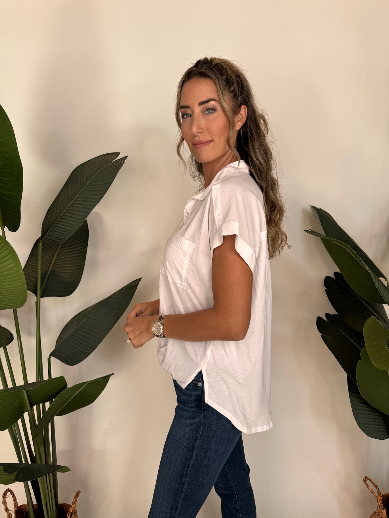 Splendid Short Sleeve Paige Shirt White | Vagabond Apparel Boutique