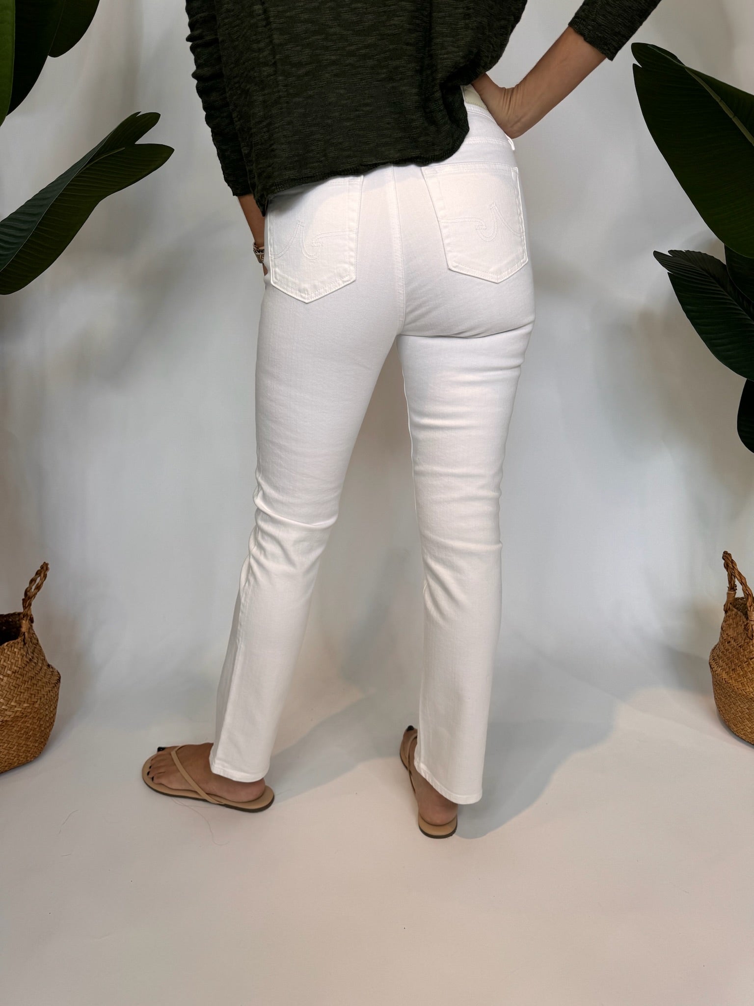 AG Jeans Mari High-Rise Slim Straight White