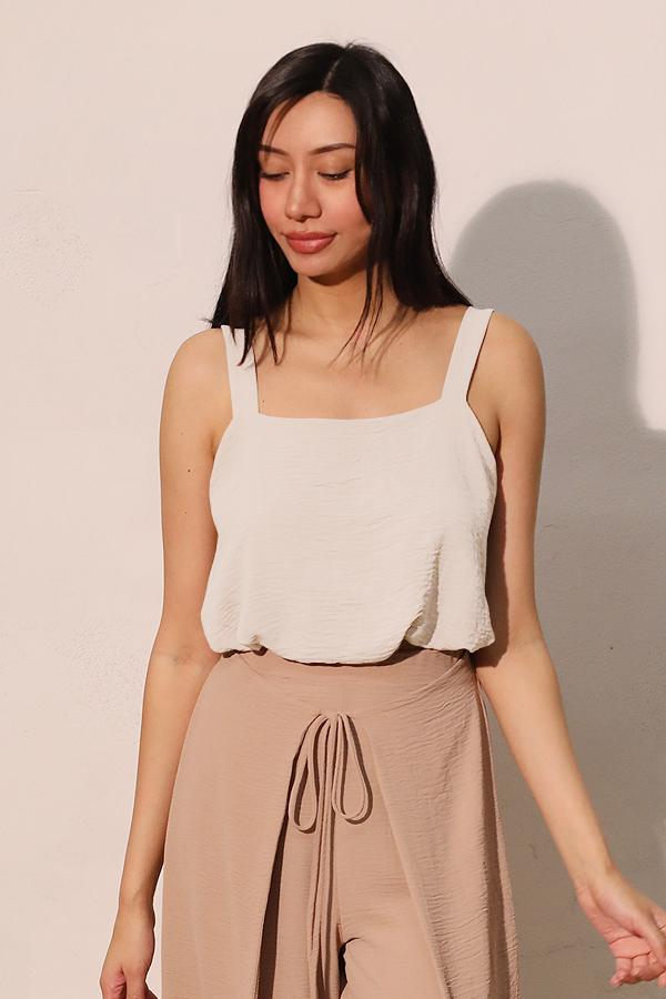 KLD | Bubble Hem Crop Tank | White | Vagabond | Apparel | Boutique