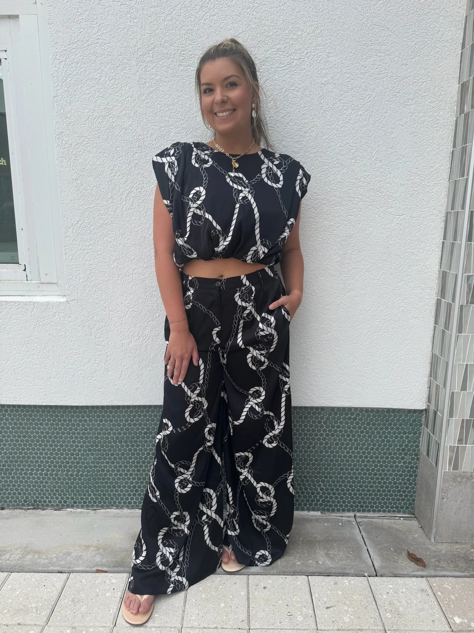 KLD | Printed Satin Wide Leg Pants | Full| Vagabond | Apparel | Boutique