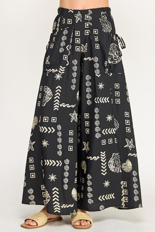 KLD | Printed Wide Leg Pant W/Patch Pockets | Vagabond | Apparel | Boutique
