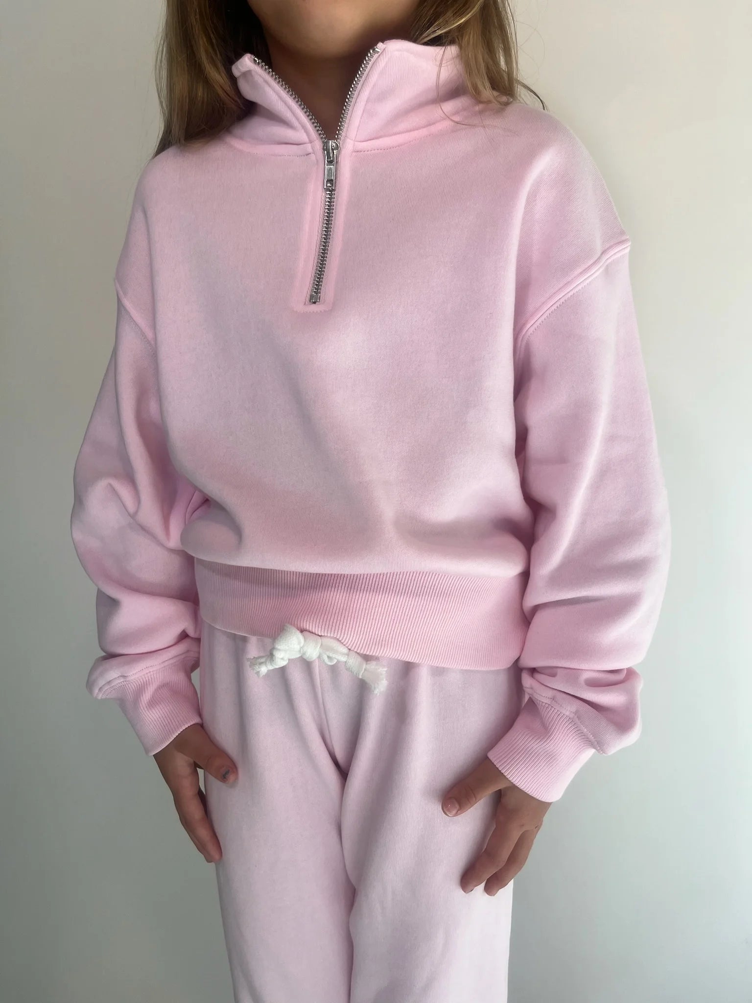 Katie J | Dylan Zip | Baby Pink | Front | Vagabond | Apparel | Boutique