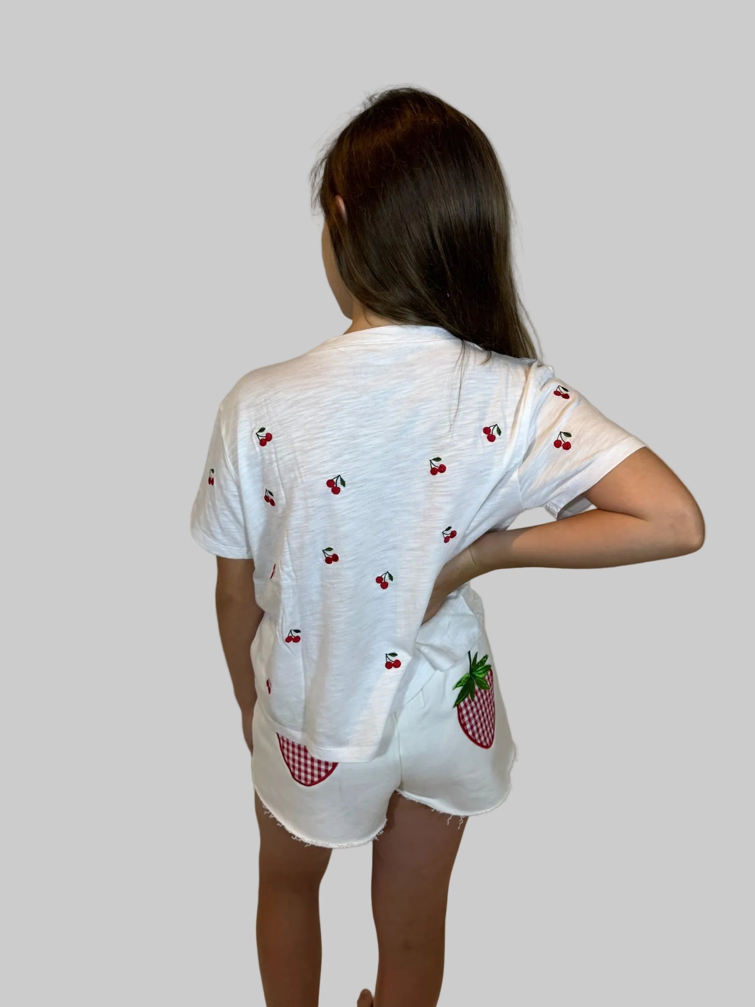 Katie J | Fearless Embroidered Crop Tee | Cherry | Back | Vagabond | Apparel | Boutique